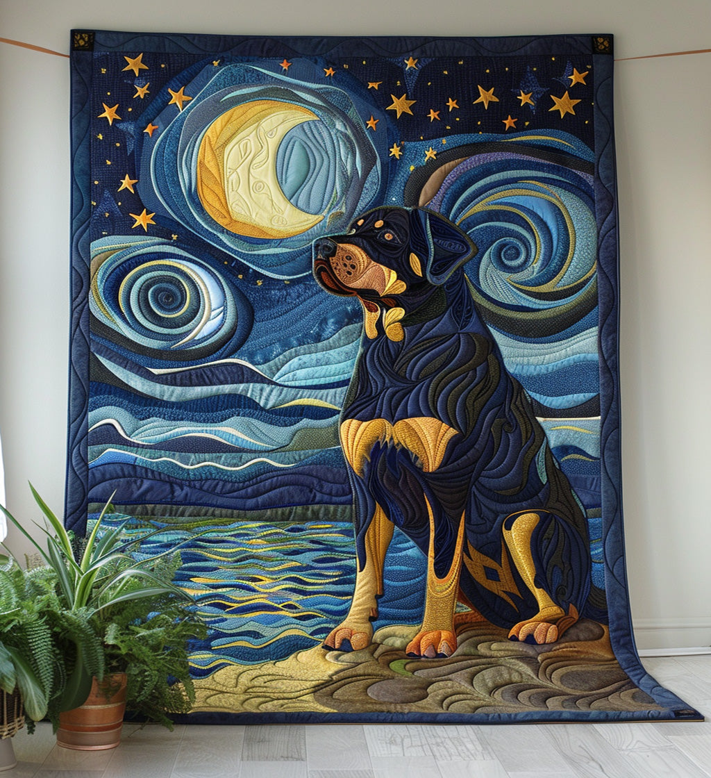 Rottweiler's Night Dream Quilted Blanket - Throw (55" x 60")