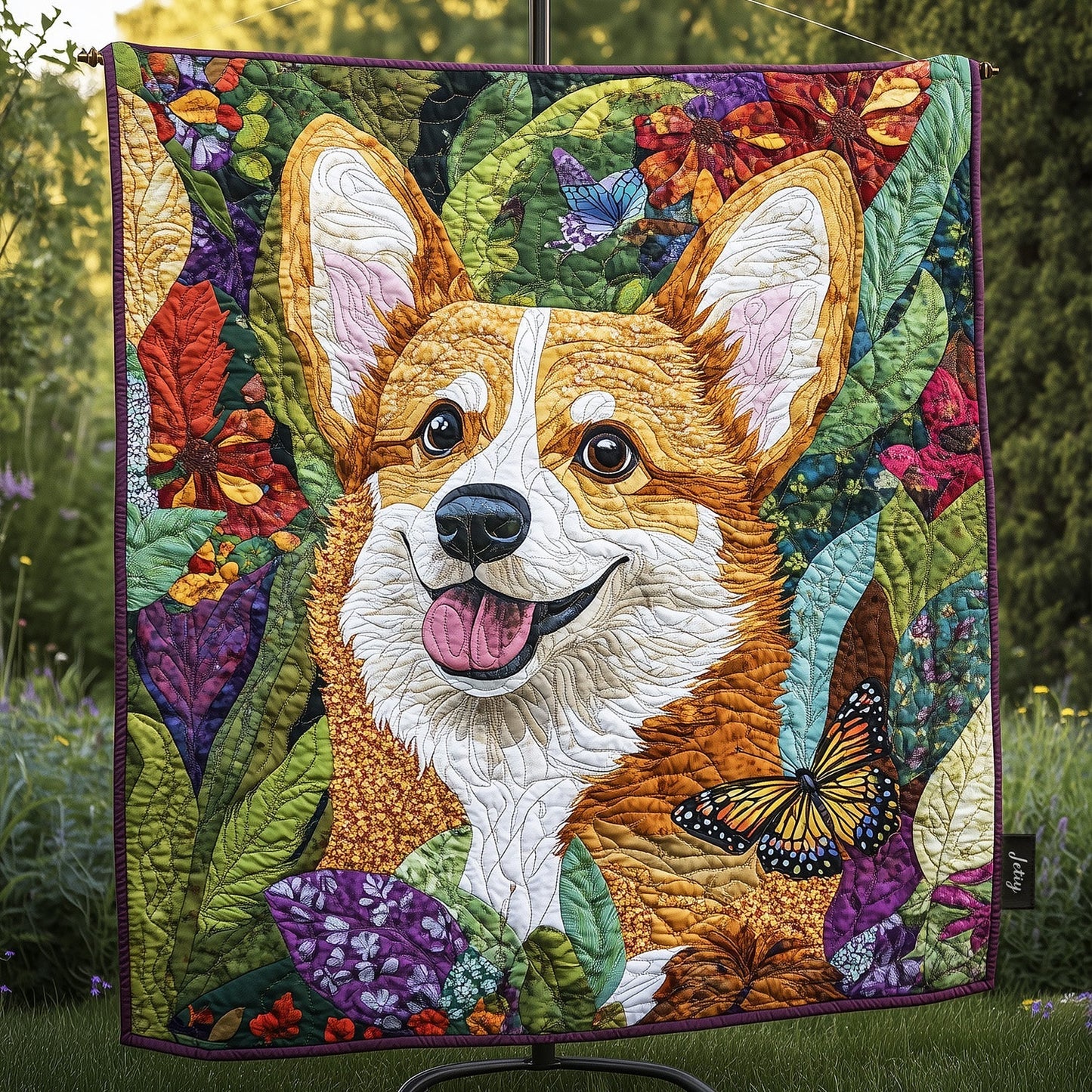 Royal Corgi Charm Quilted Blanket - Throw (55" x 60")