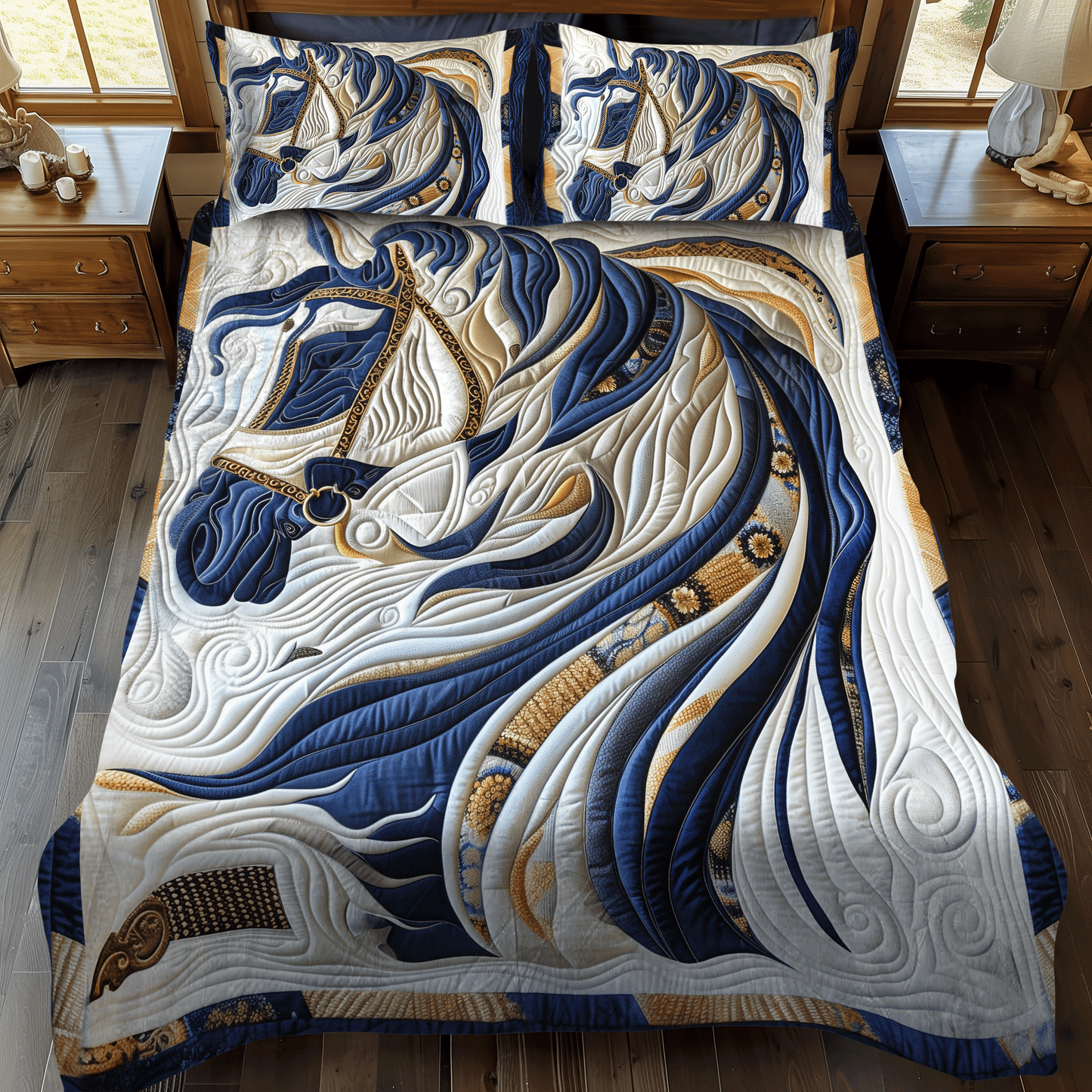 Royal Horse 3-Piece Quilted Bedding Set - Single (59" x 70")