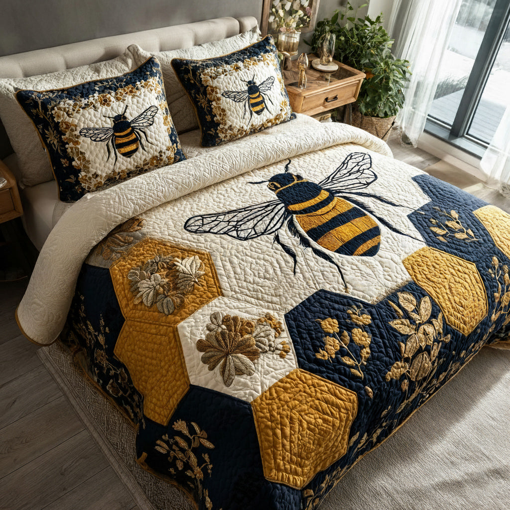 Royal Bee 3-Piece Quilted Bedding Set - Single (59" x 70")