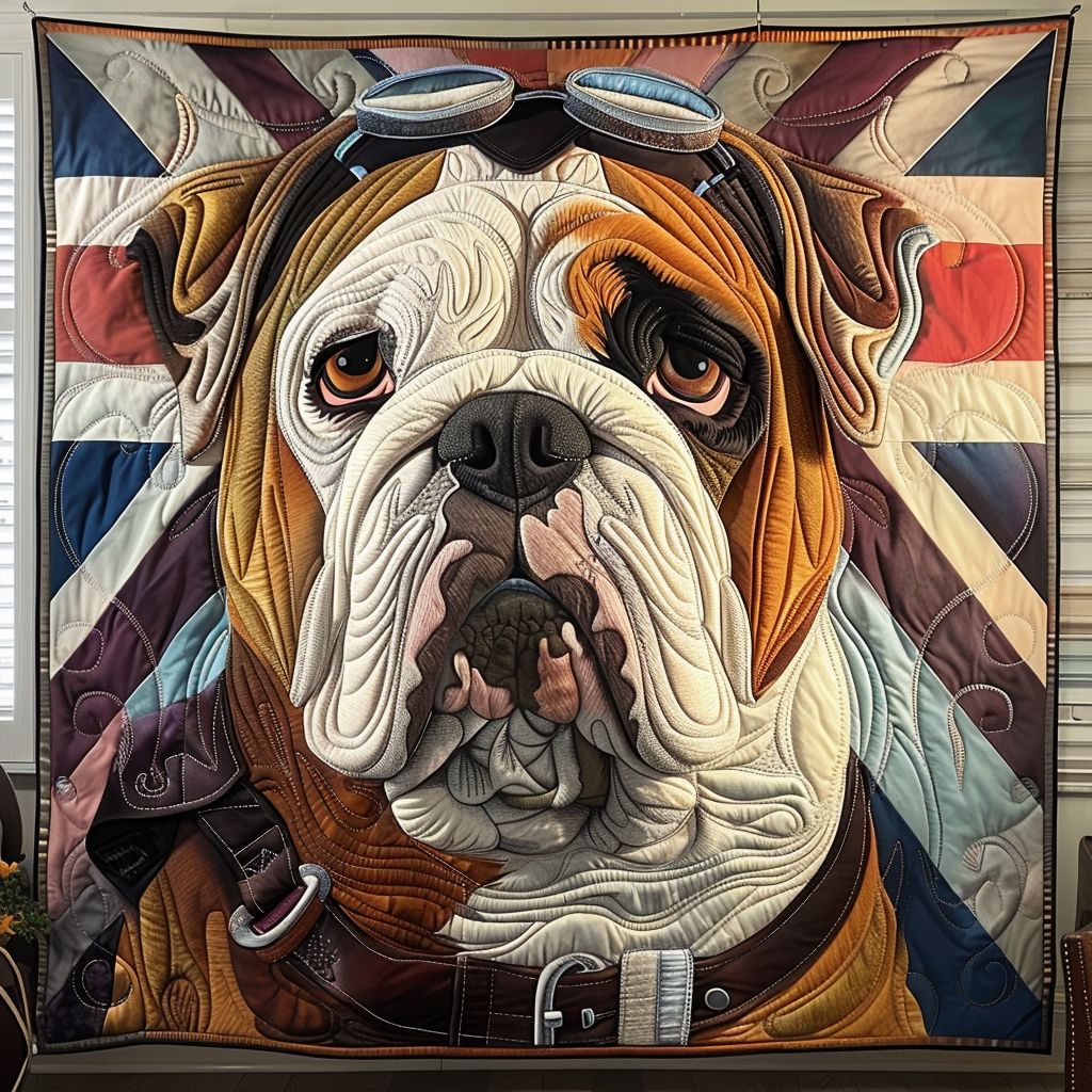 Royal Bulldog Elegance Quilted Blanket - Throw (55" x 60")