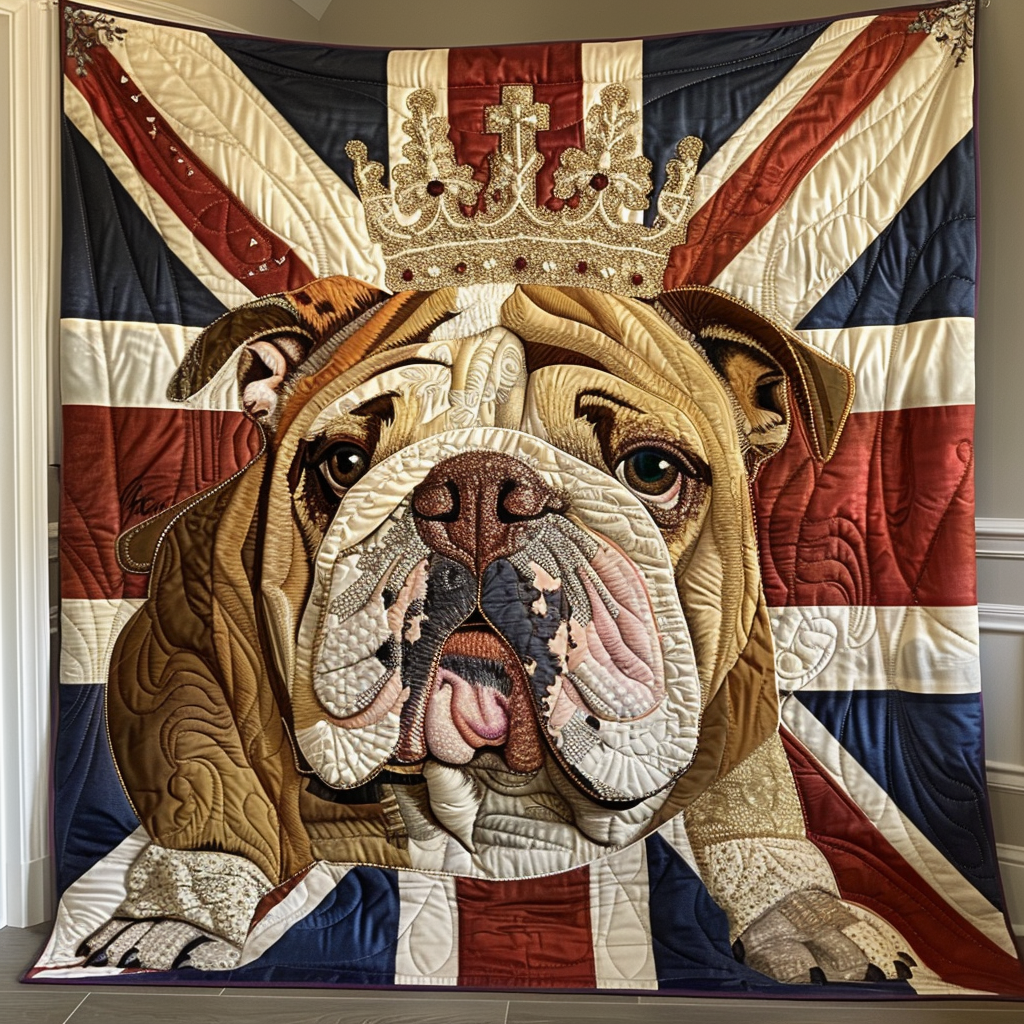 Royal Bulldog Quilted Blanket - Throw (55" x 60")