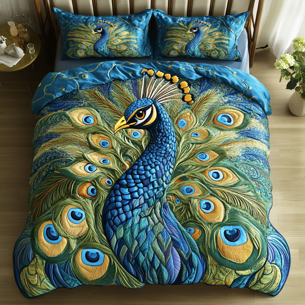 Royal Feathers 3-Piece Quilted Bedding Set - Single (59" x 70")