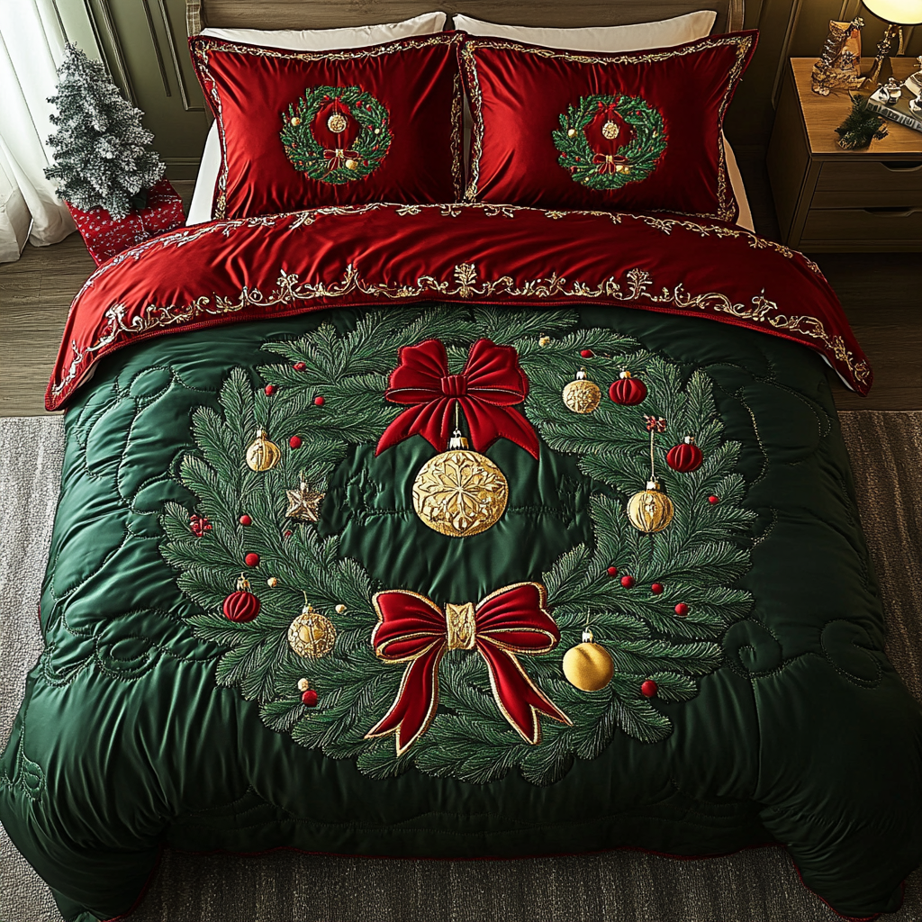 Royal Holiday Charm 3-Piece Quilted Bedding Set - Single (59" x 70")