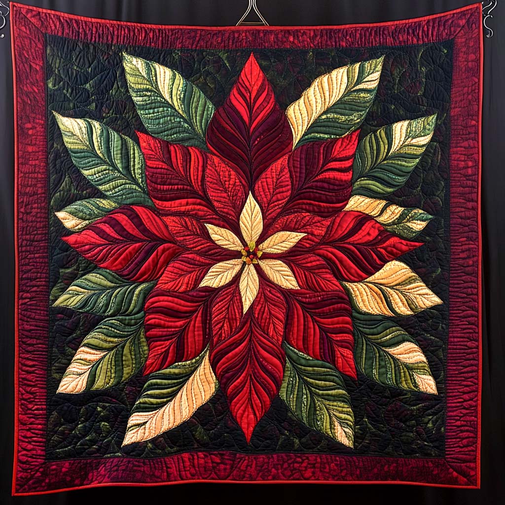 Ruby Blossom Quilted Blanket - Throw (55" x 60")