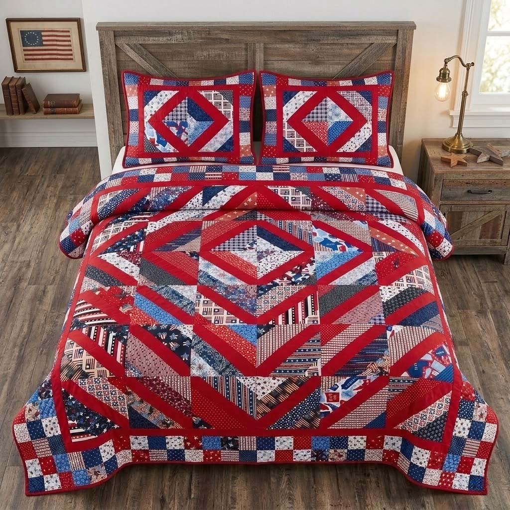 Ruby Mosaic 3-Piece Quilted Bedding Set - Single (59" x 70")