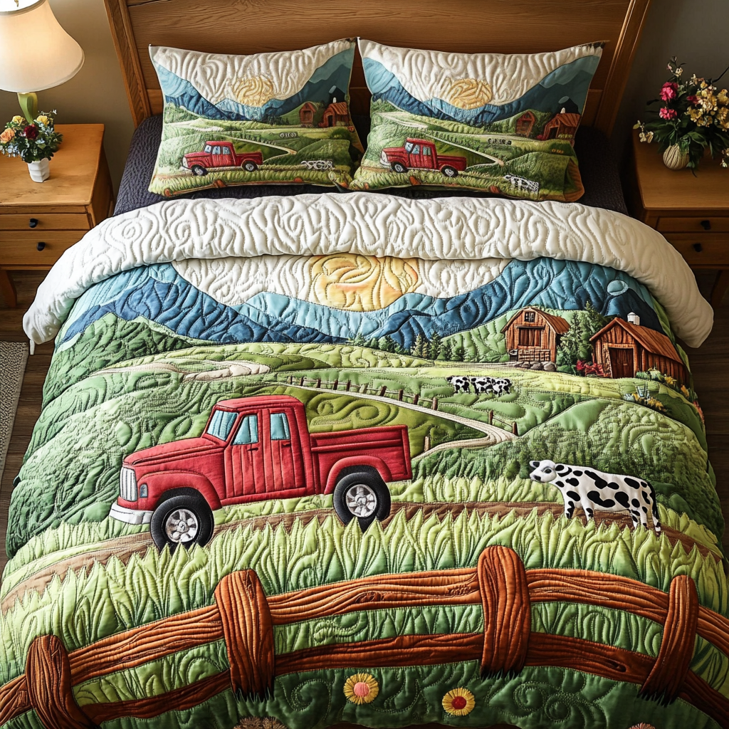 Rural Vibes 3-Piece Quilted Bedding Set - Single (59" x 70")