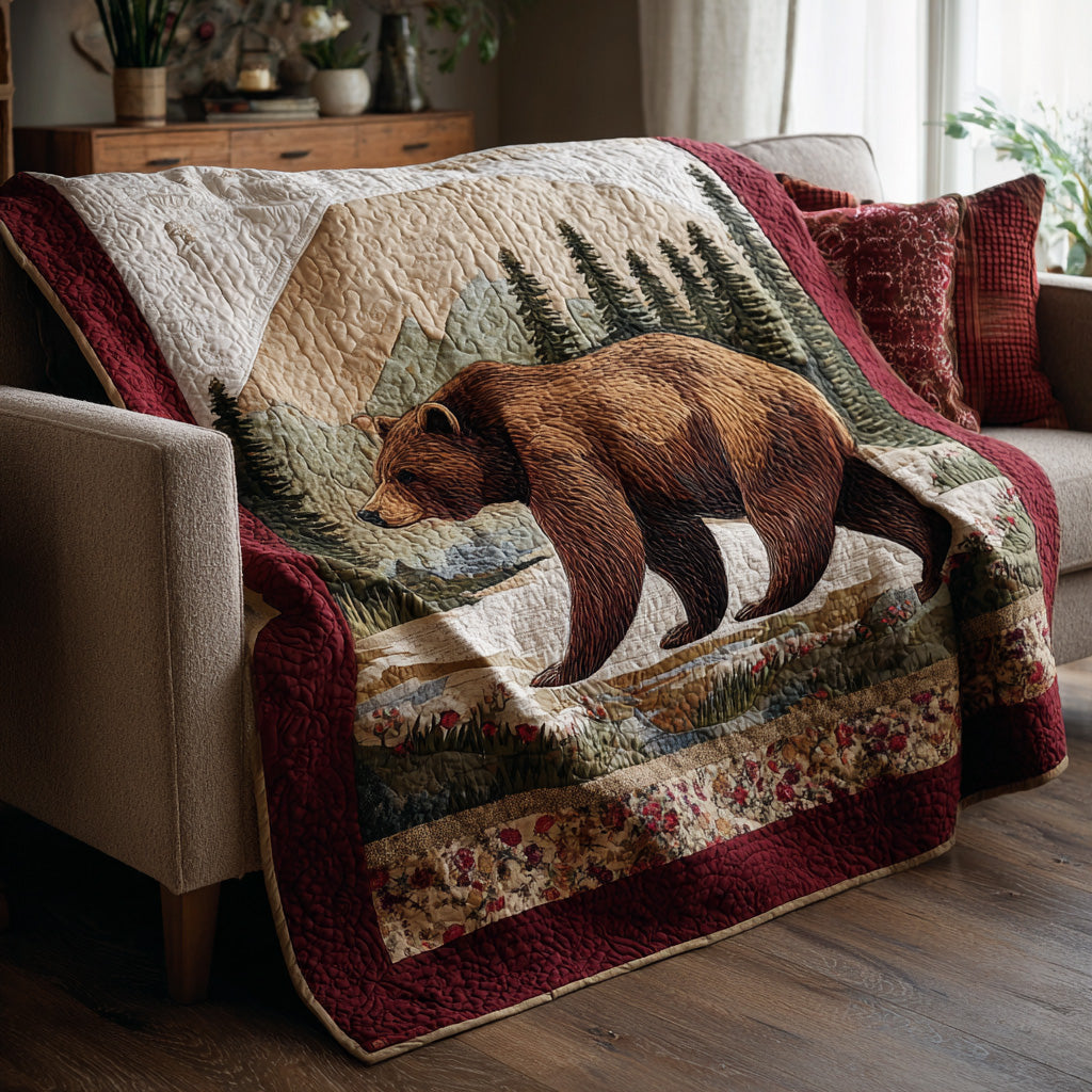Rust Lodge Bear Quilted Blanket - Baby (30" x 40") - Pack 1