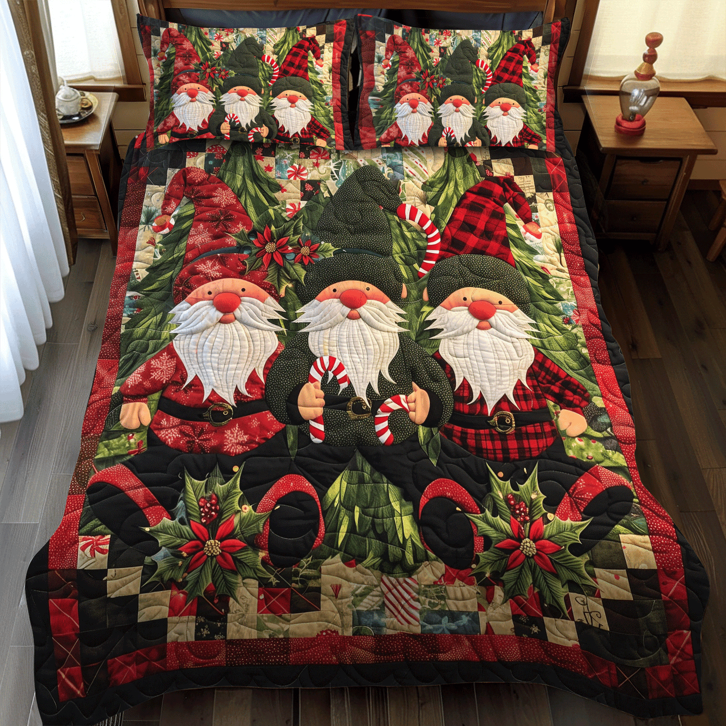 Rustic Gnome 3-Piece Quilted Bedding Set - Single (59" x 70")