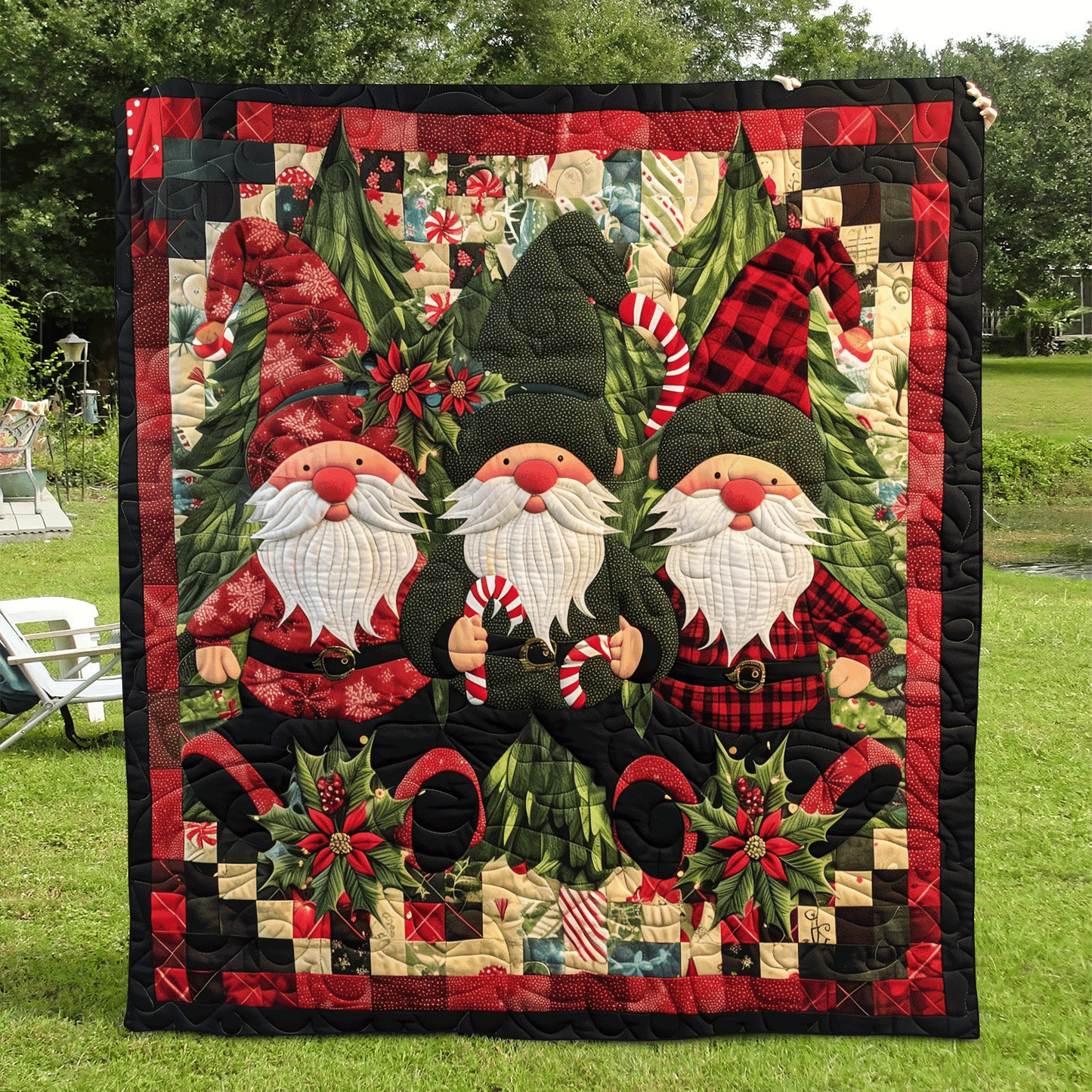 Rustic Gnome Quilted Blanket - Throw (55" x 60")