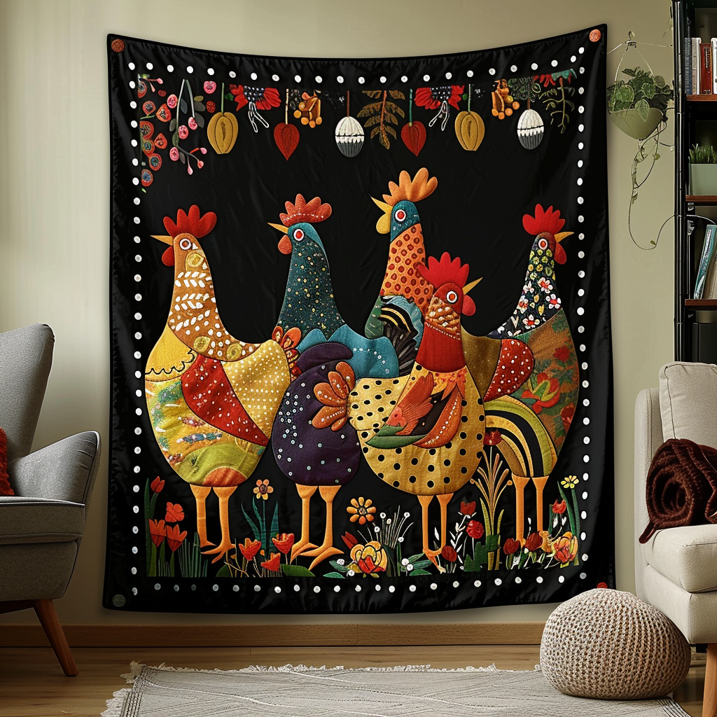 Rustic Roosters Quilted Blanket - Throw (55" x 60")