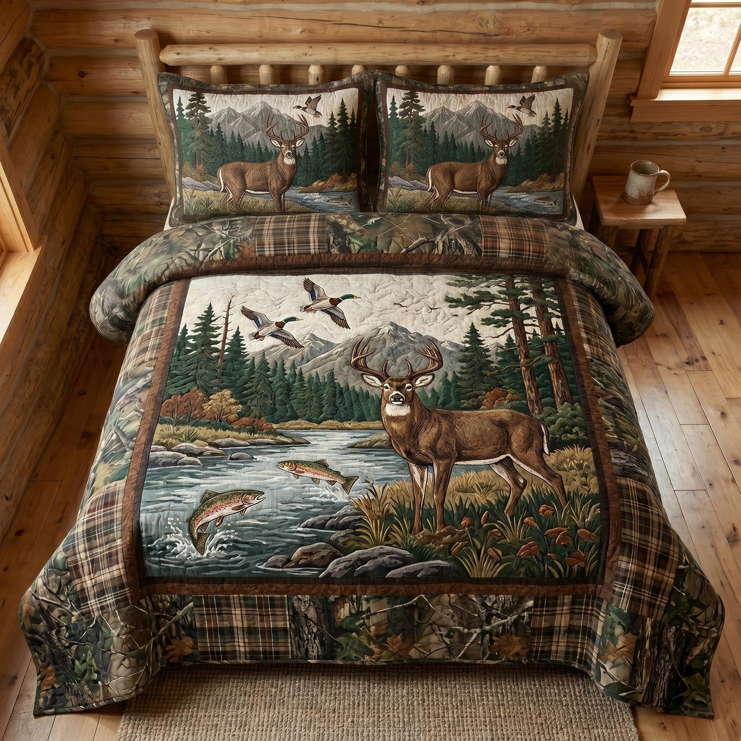 Rustic Wilderness 3-Piece Quilted Bedding Set - Single (59" x 70")