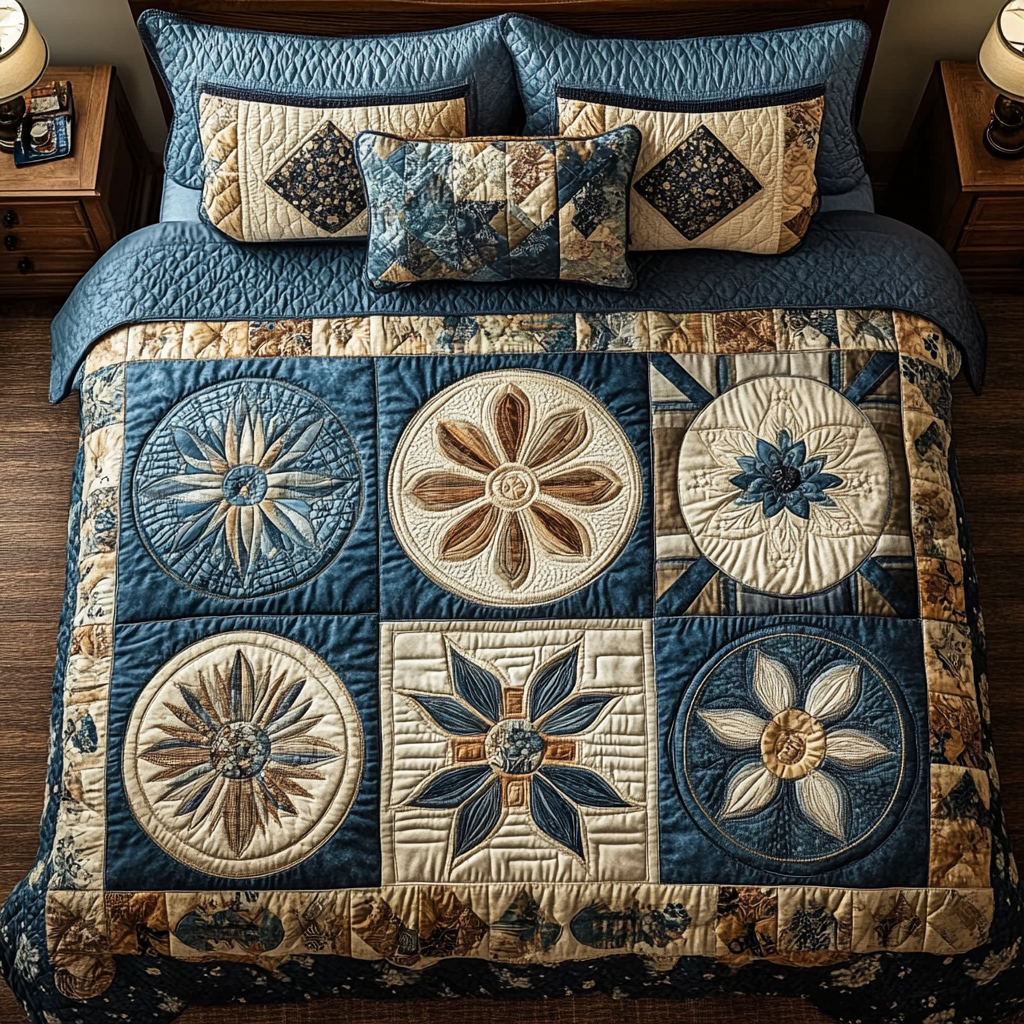Rustic Bloom 3-Piece Quilted Bedding Set - Single (59" x 70")