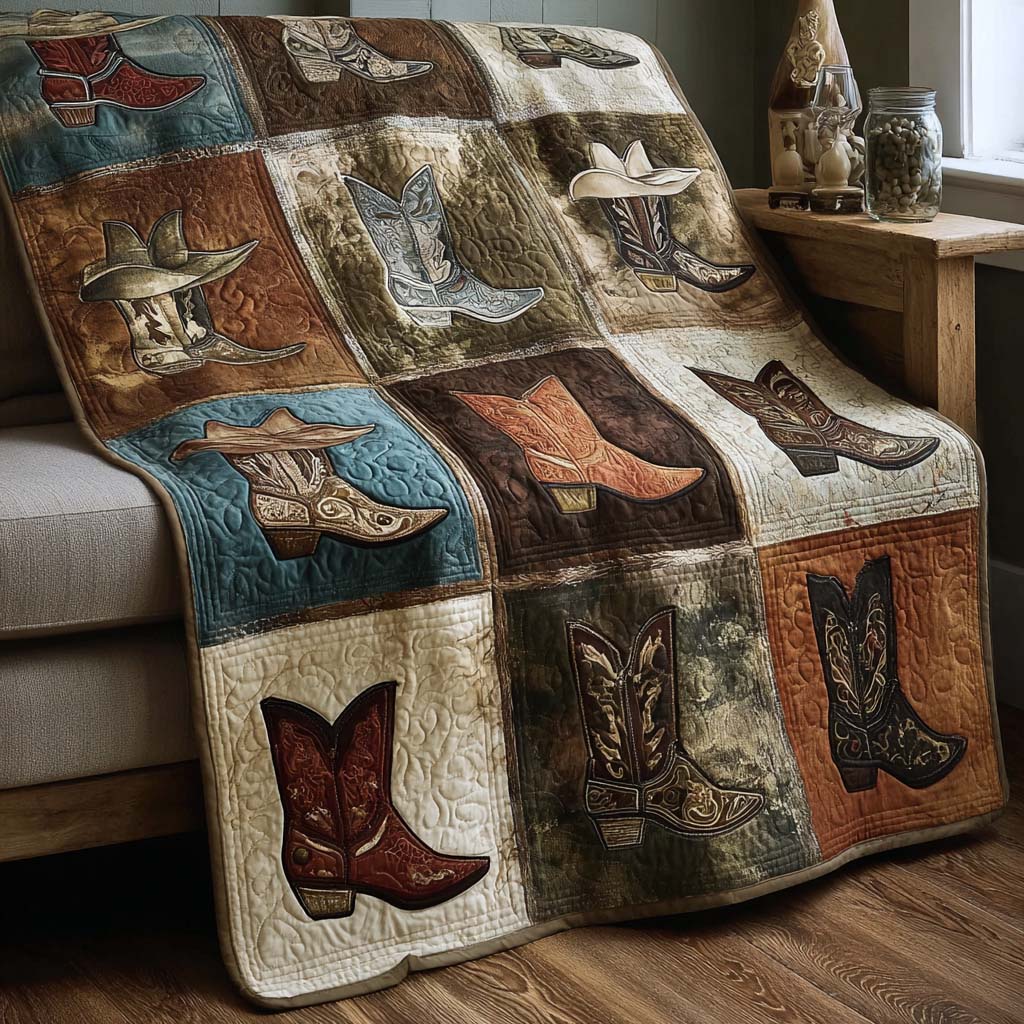 Rustic Boots Quilted Blanket - Baby (30" x 40") - Pack 1