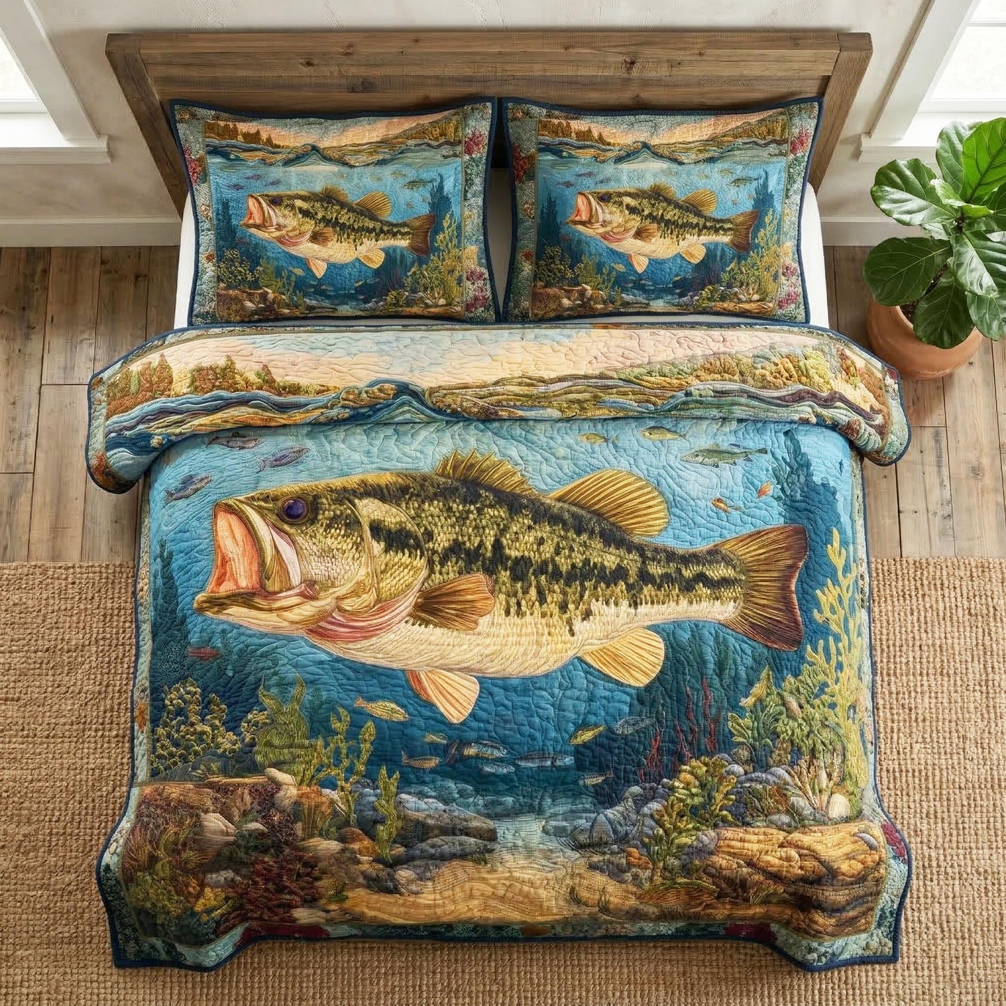 Rustic Catch 3-Piece Quilted Bedding Set - Single (59" x 70")