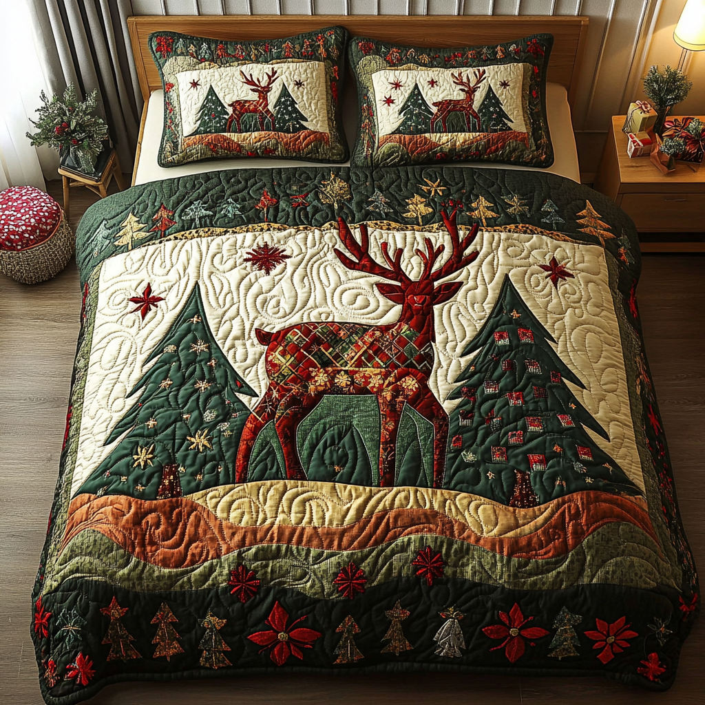 Rustic Cheer 3-Piece Quilted Bedding Set - Single (59" x 70")