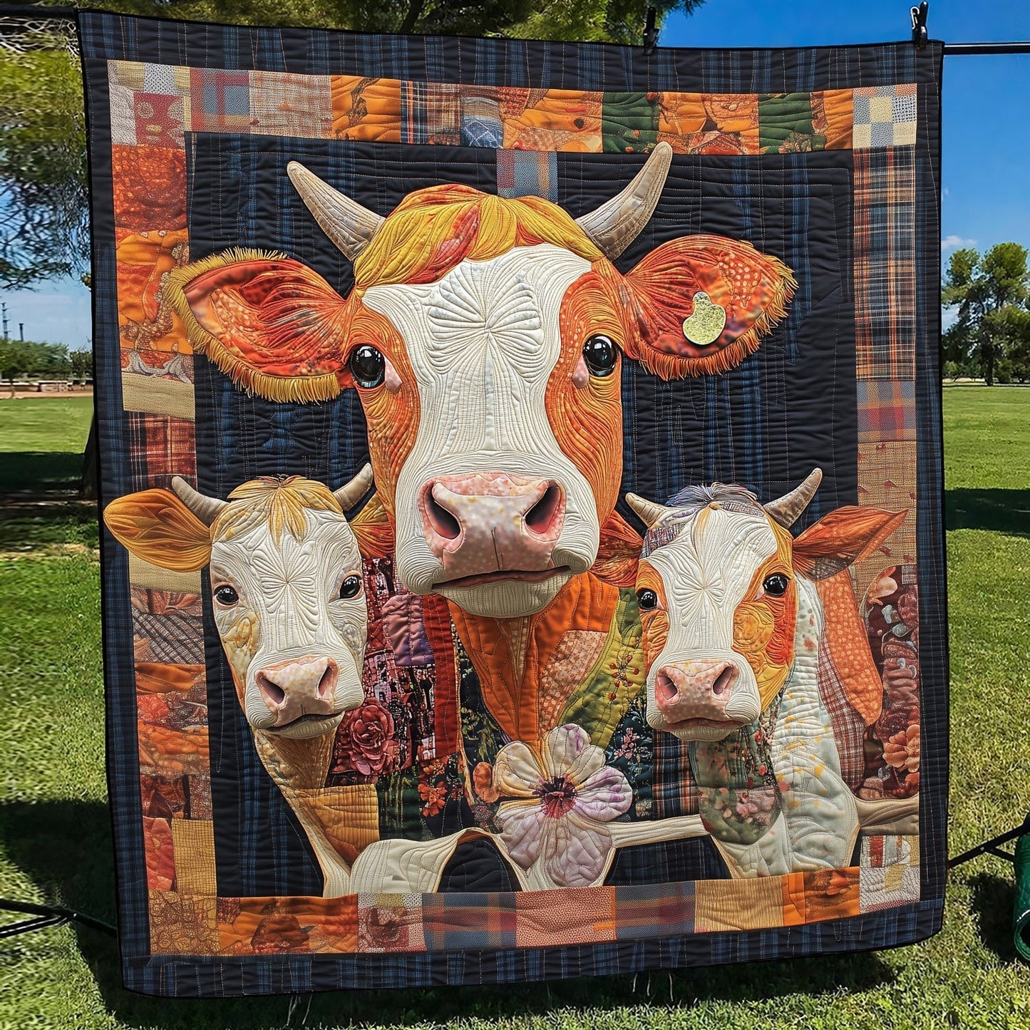 Rustic Cowscape Quilted Blanket - Throw (55" x 60")