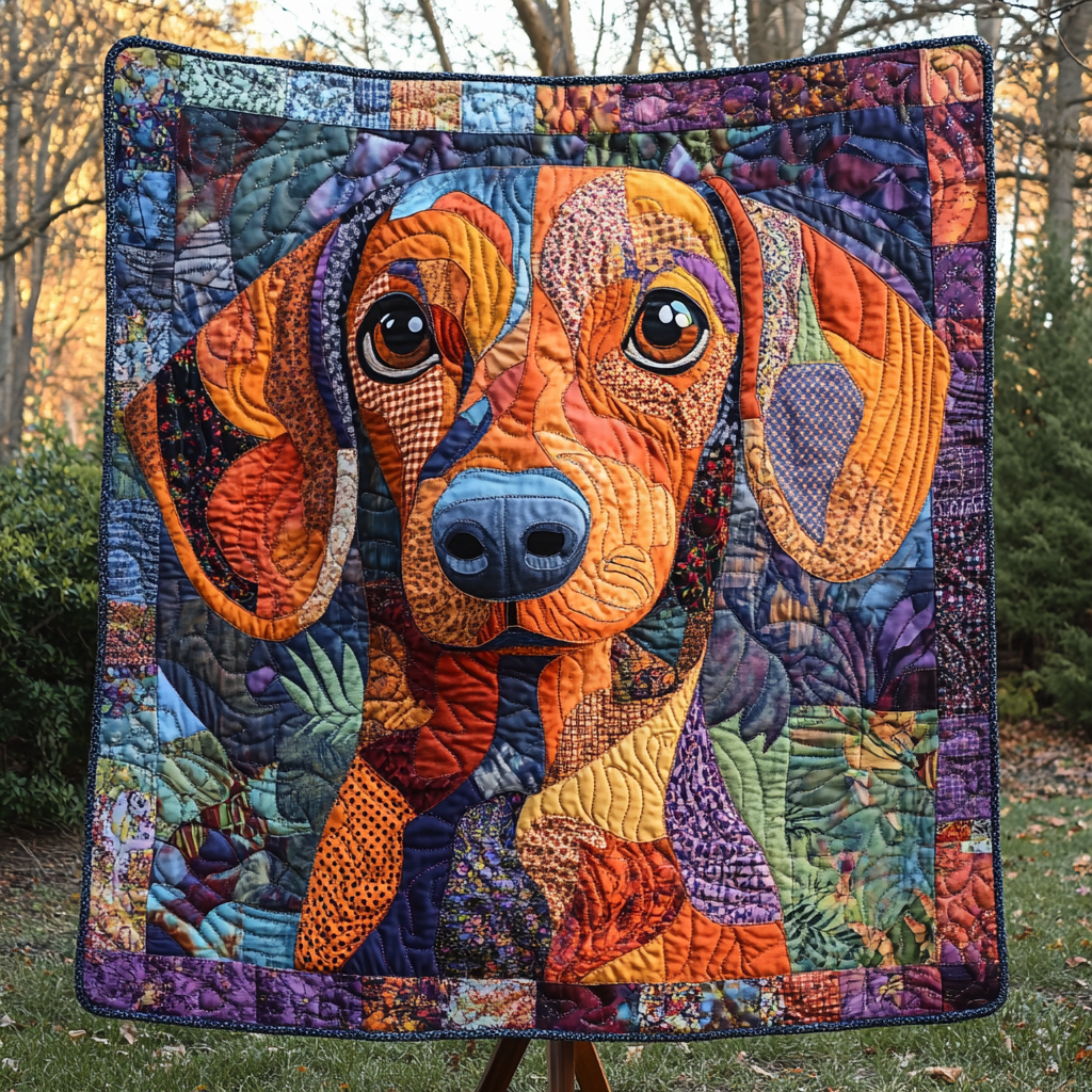 Rustic Dachshund Dream Quilted Blanket - Throw (55" x 60")