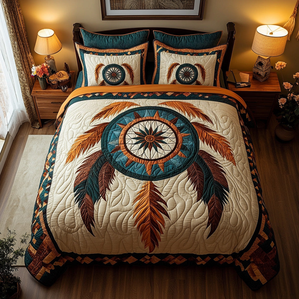 Rustic Dream Shield 3-Piece Quilted Bedding Set - Single (59" x 70")