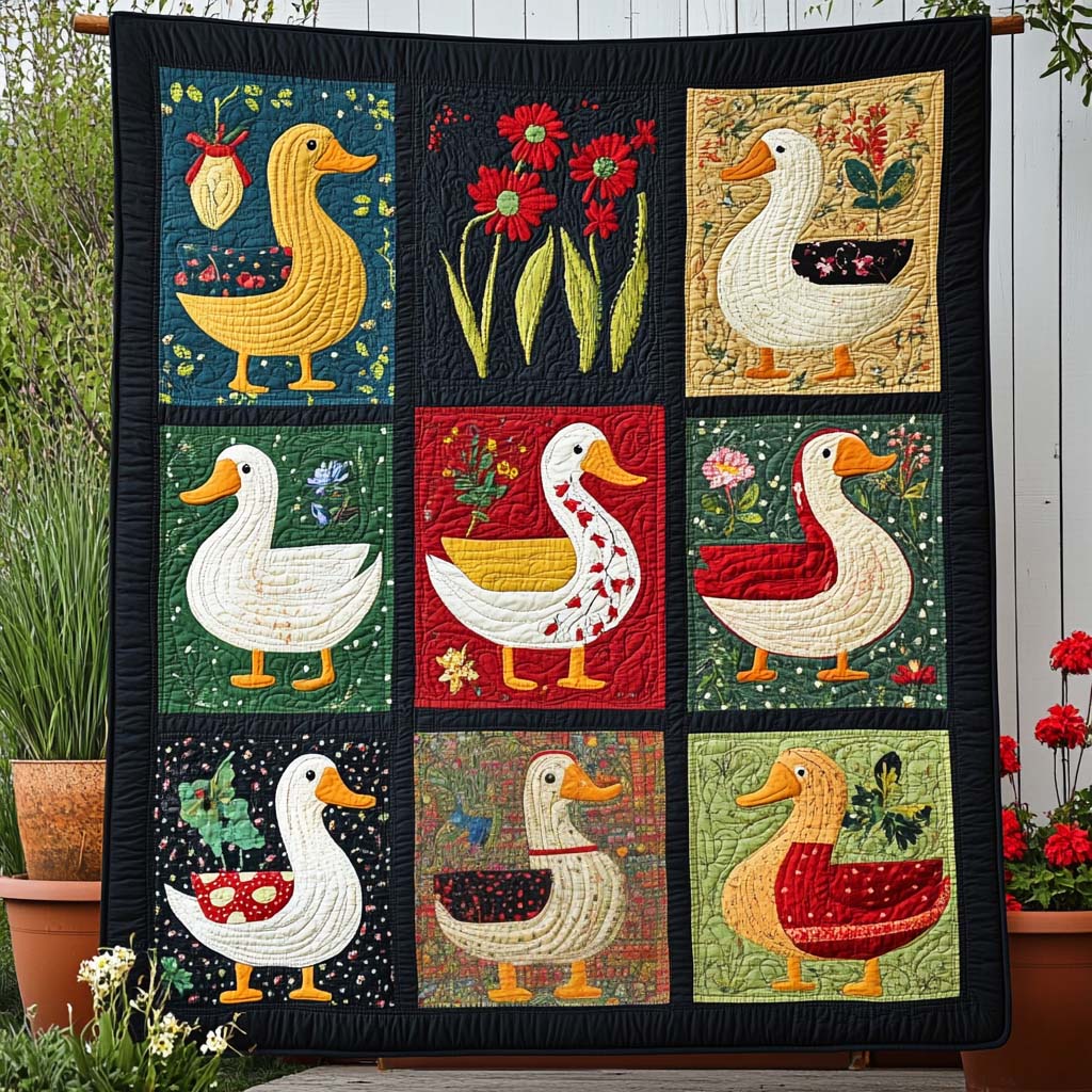 Rustic Duck Charm Quilted Blanket - Baby (30" x 40")