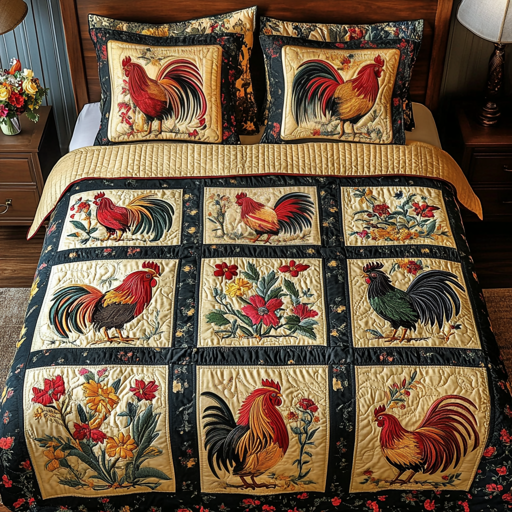 Rustic Elegance 3-Piece Quilted Bedding Set - Single (59" x 70")