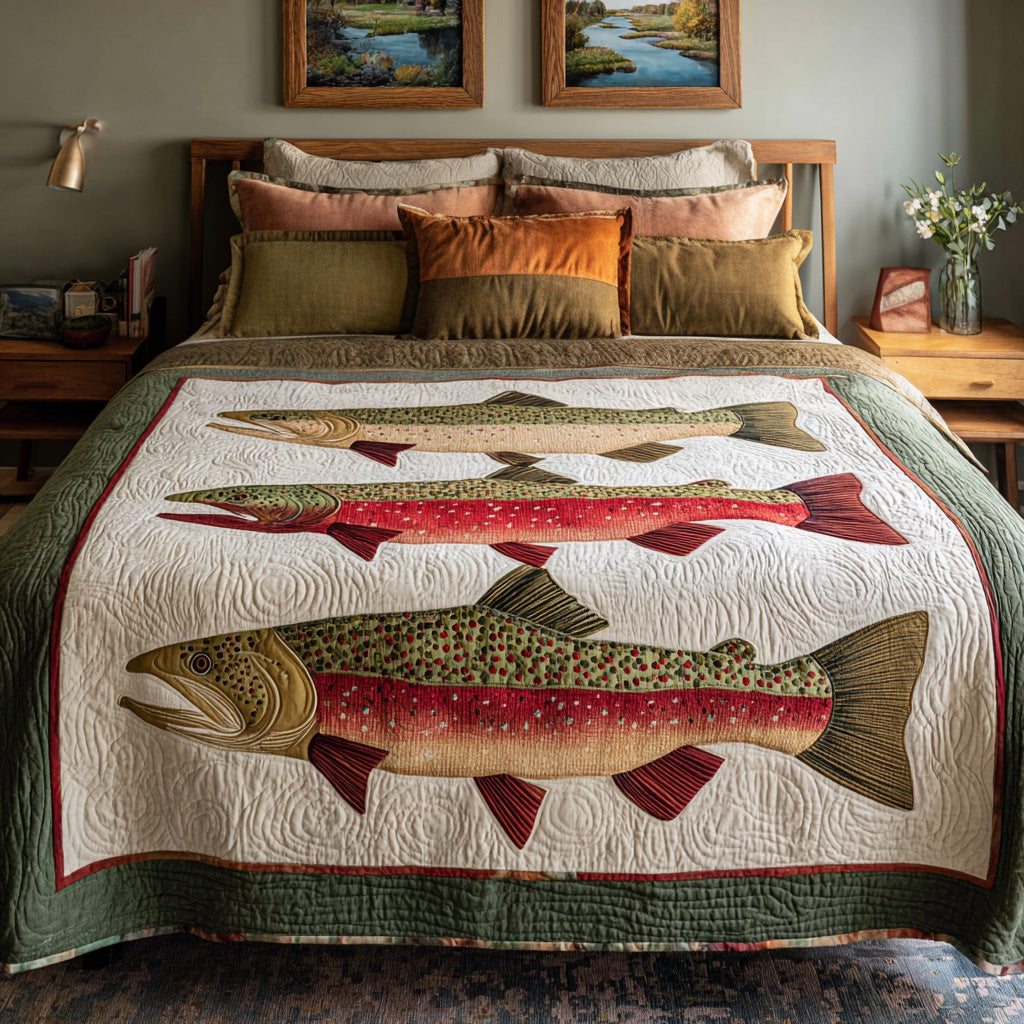 Rustic Fish Collage Quilted Blanket - Baby (30" x 40") - Pack 1