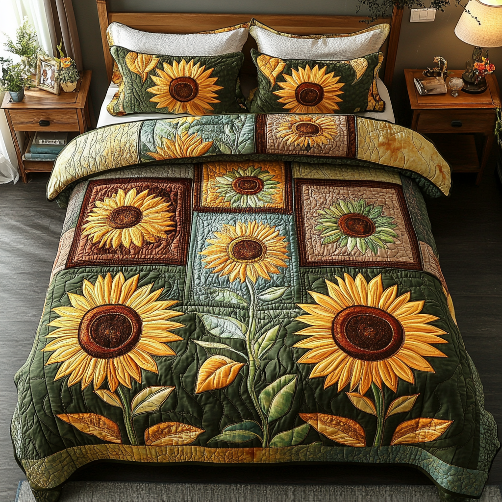 Rustic Garden 3-Piece Quilted Bedding Set - Single (59" x 70")