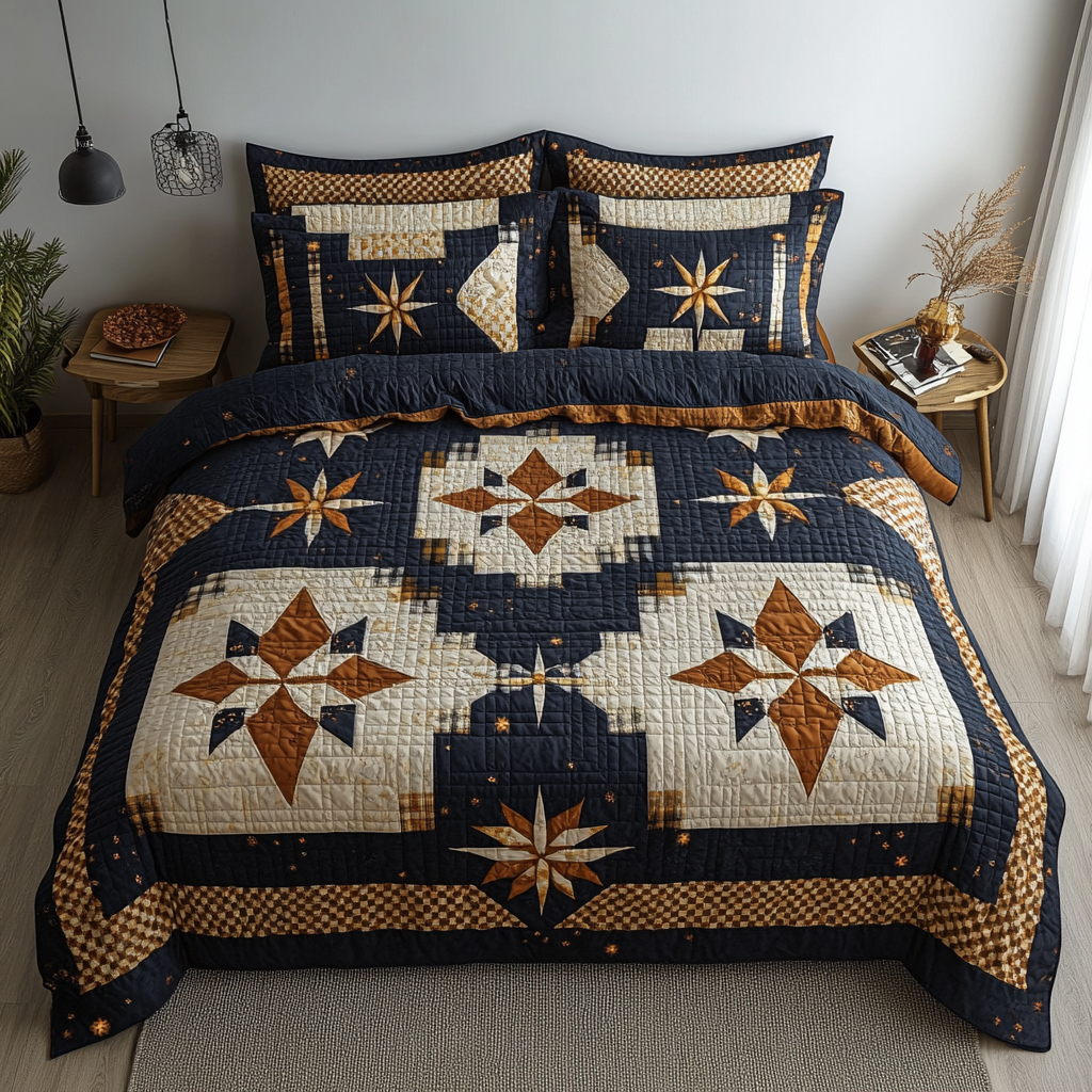 Rustic Glow 3-Piece Quilted Bedding Set - Single (59" x 70")