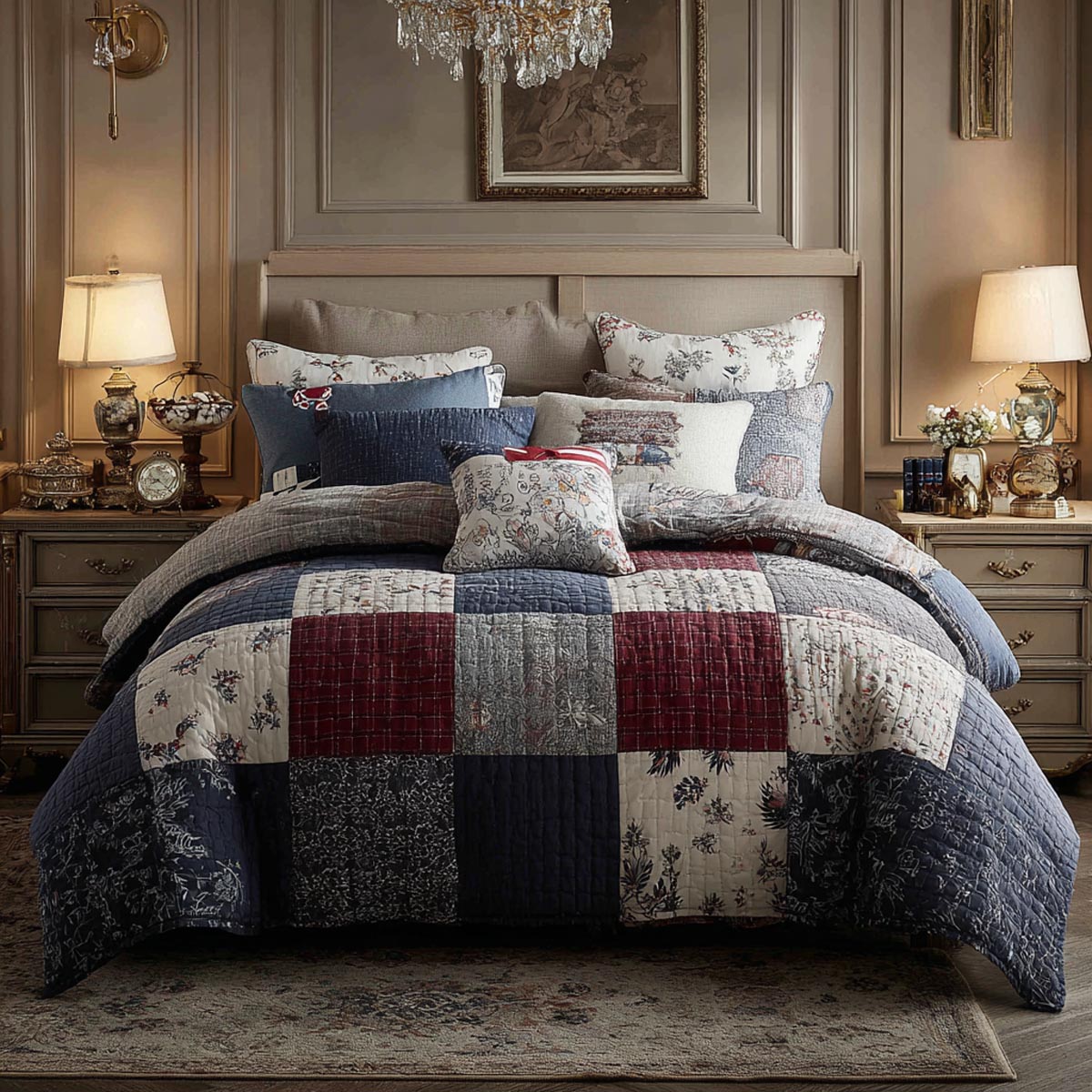 Rustic Patchwork 3-Piece Quilted Bedding Set - Single (59" x 70")