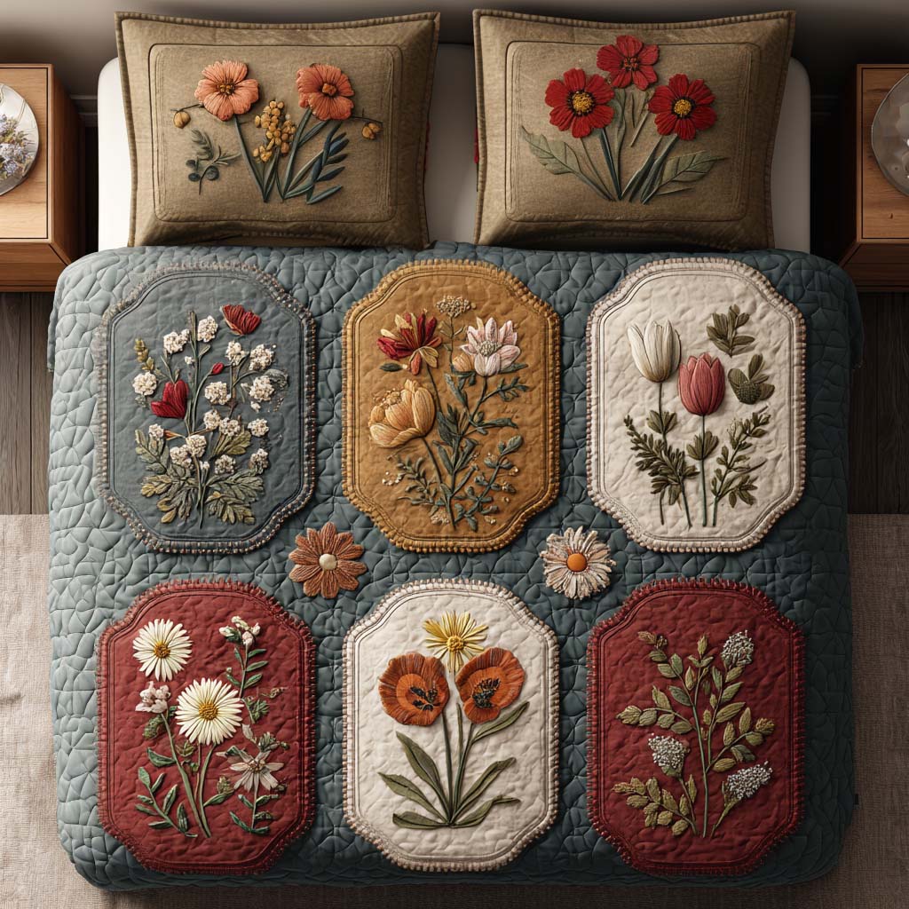Rustic Posy 3-Piece Quited Bedding Set - Single (59" x 70")