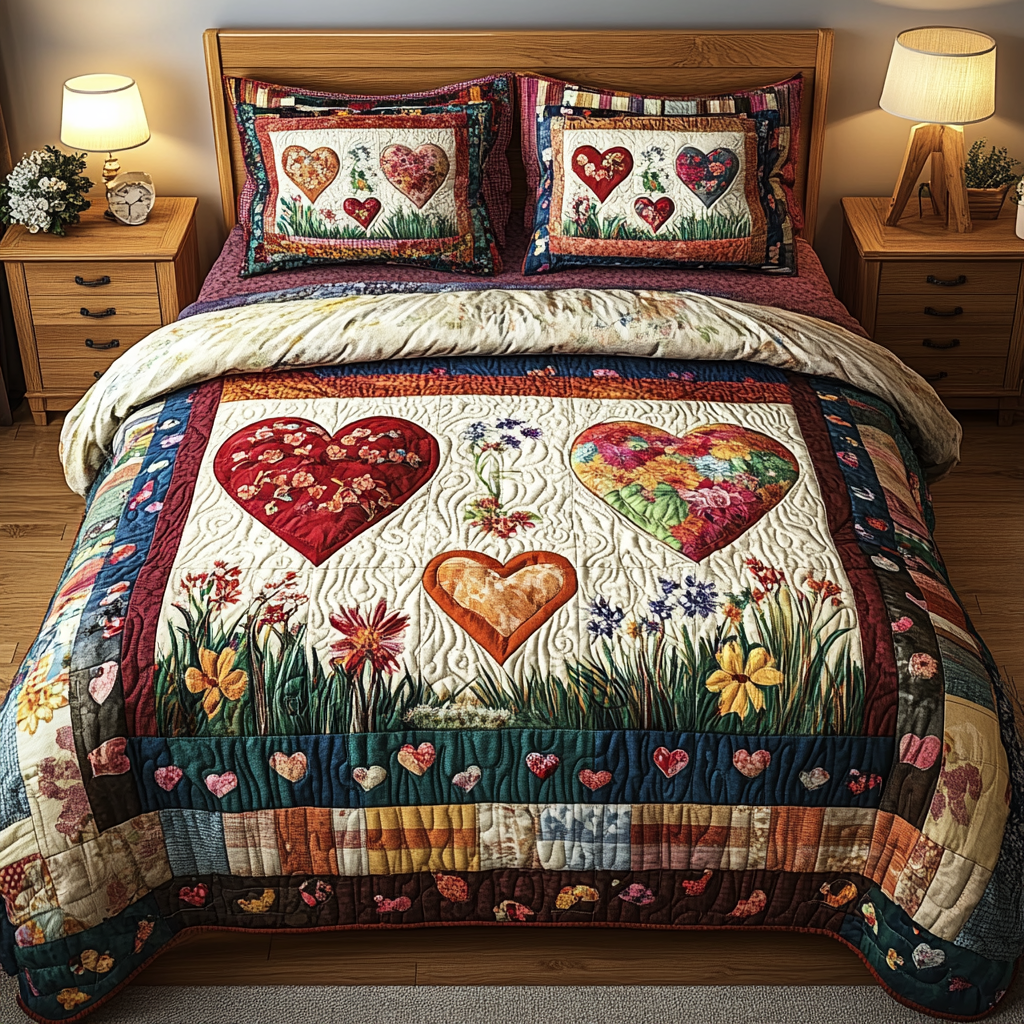 Rustic Romance 3-Piece Quilted Bedding Set - Single (59" x 70")