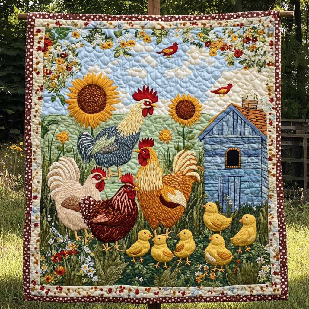Rustic Roosters Quilted Blanket - Throw (55" x 60")