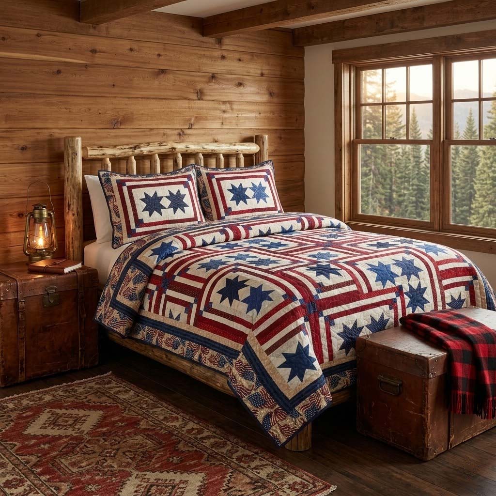 Rustic Starfield 3-Piece Quilted Bedding Set - Single (59" x 70")