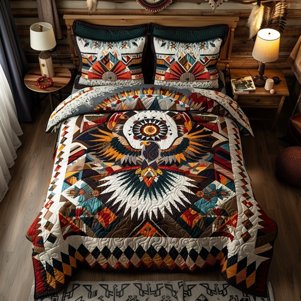 Sacred Flight 3-Piece Quilted Bedding Set - Single (59" x 70")