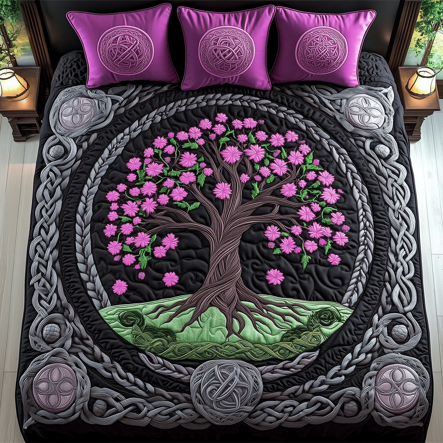 Sacred Growth 3-Piece Quilted Bedding Set - Single (59" x 70")