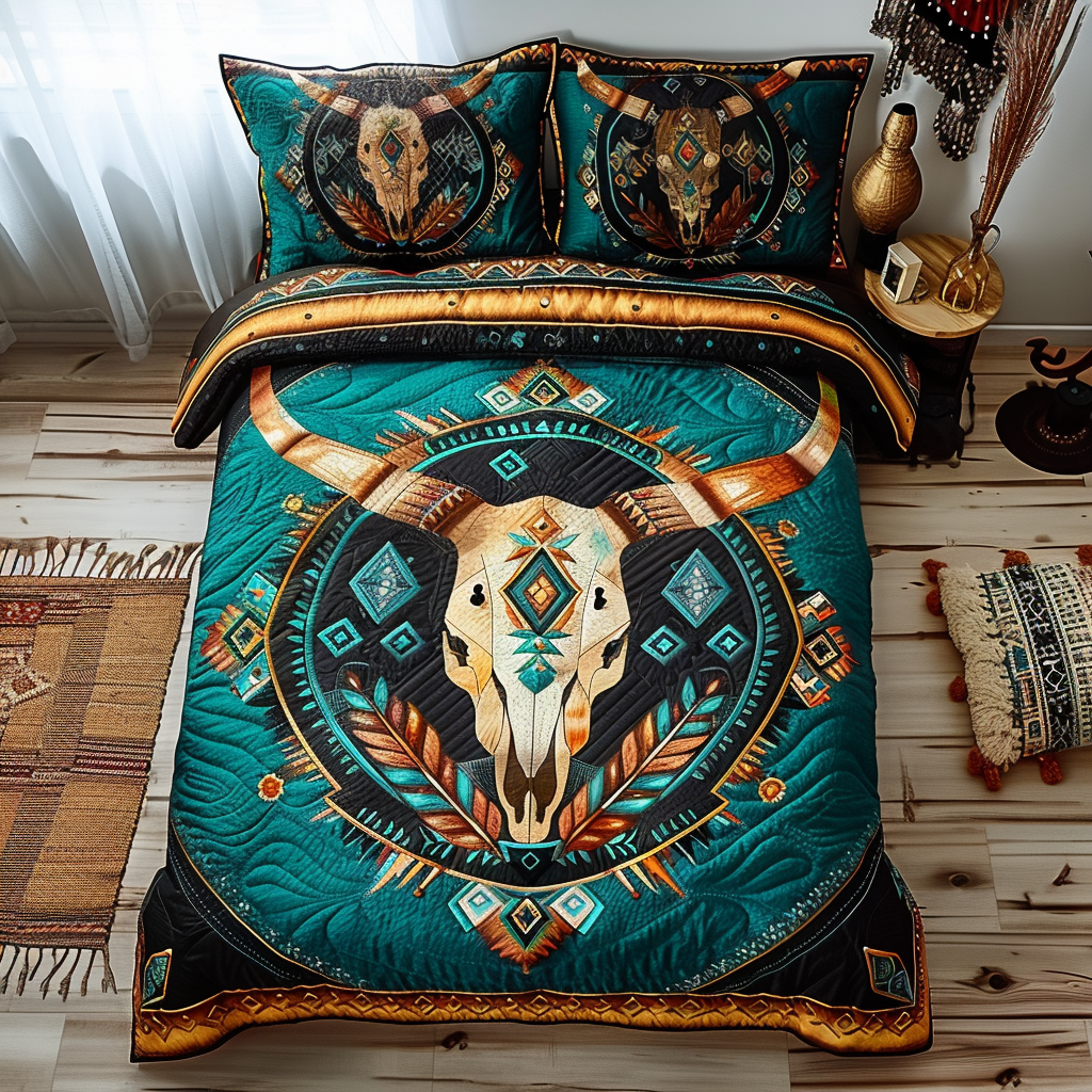 Sacred Skull Quilted Bedding Set - Single (59" x 70")