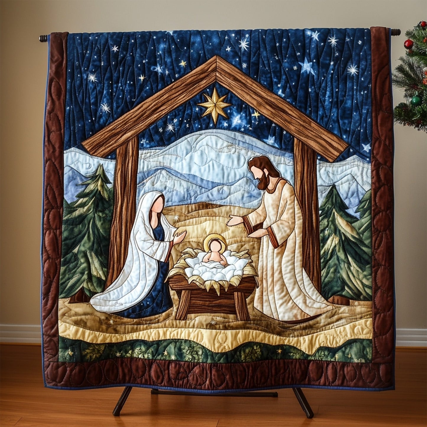 Sacred Birth Quilted Blanket - Throw (55" x 60")