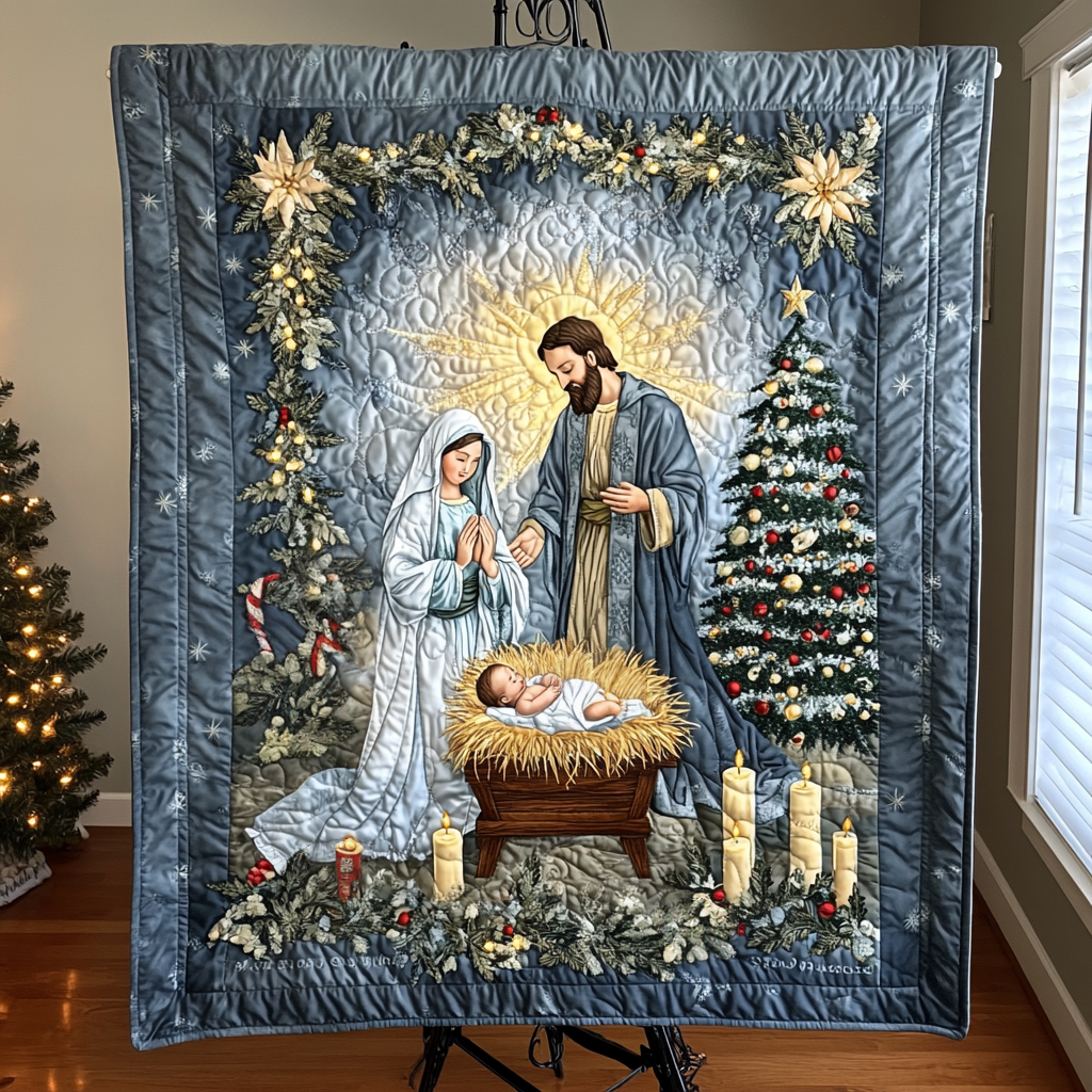 Sacred Christmas Quilted Blanket - Throw (55" x 60")