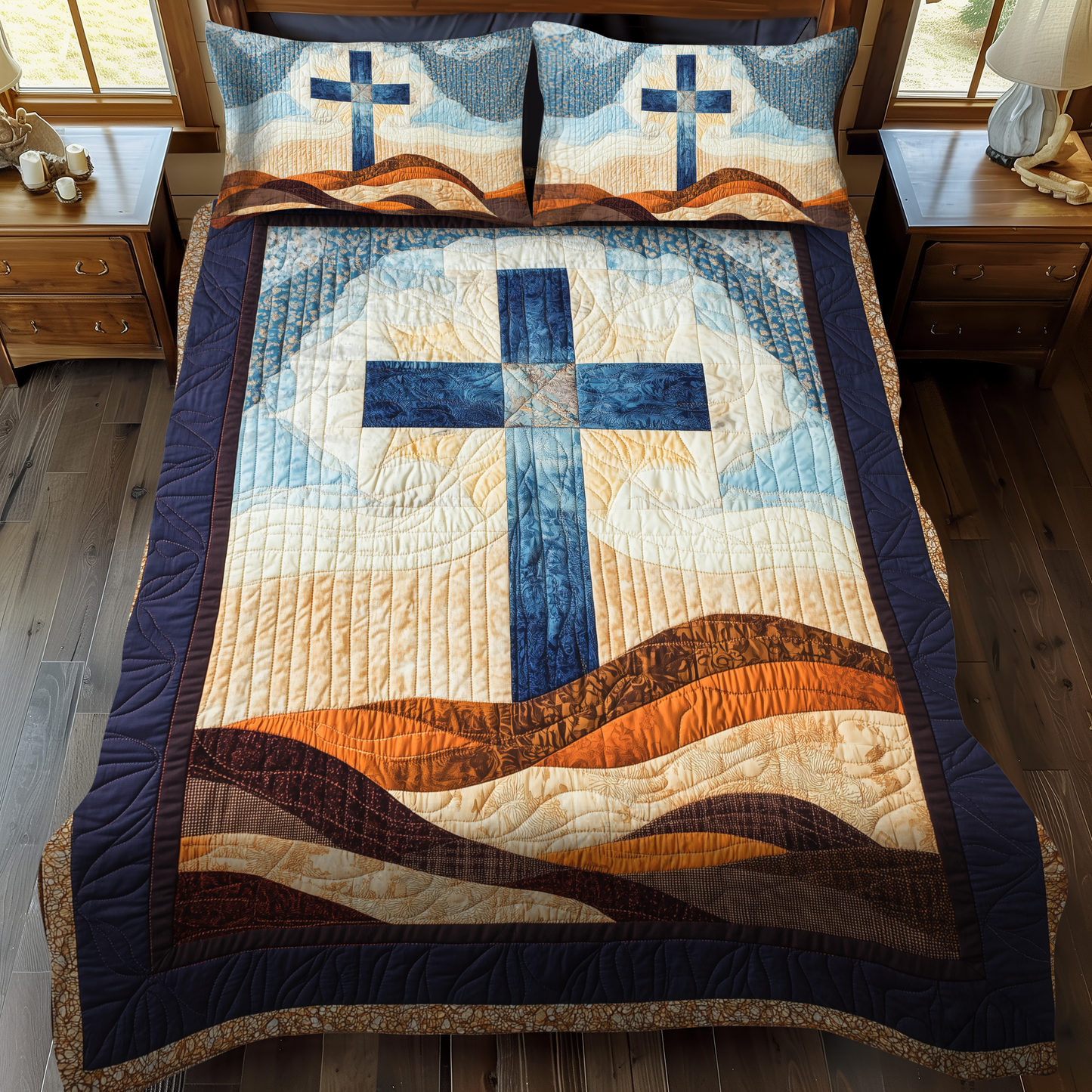 Sacred Cross 3-Piece Quilted Bedding Set - Single (59" x 70")