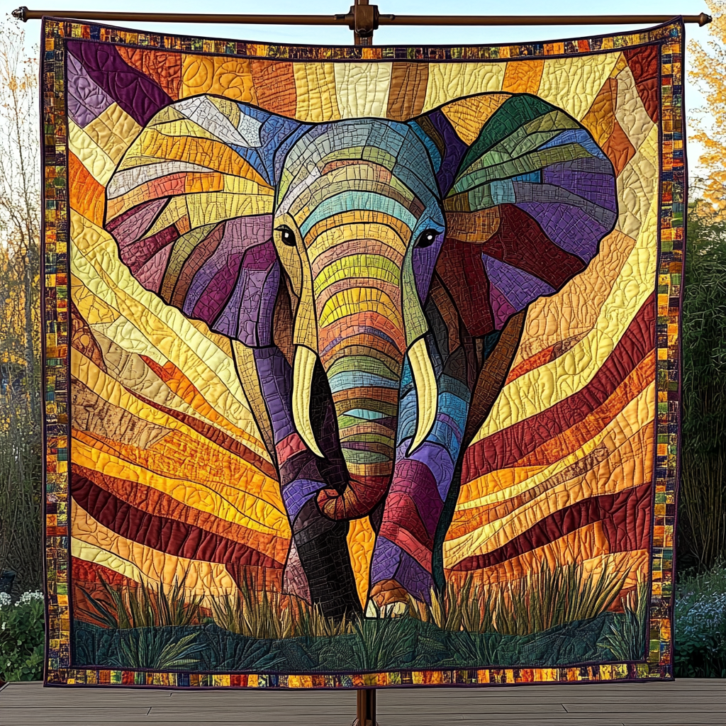 Sacred Elephant Path Quilted Blanket - Throw (55" x 60")