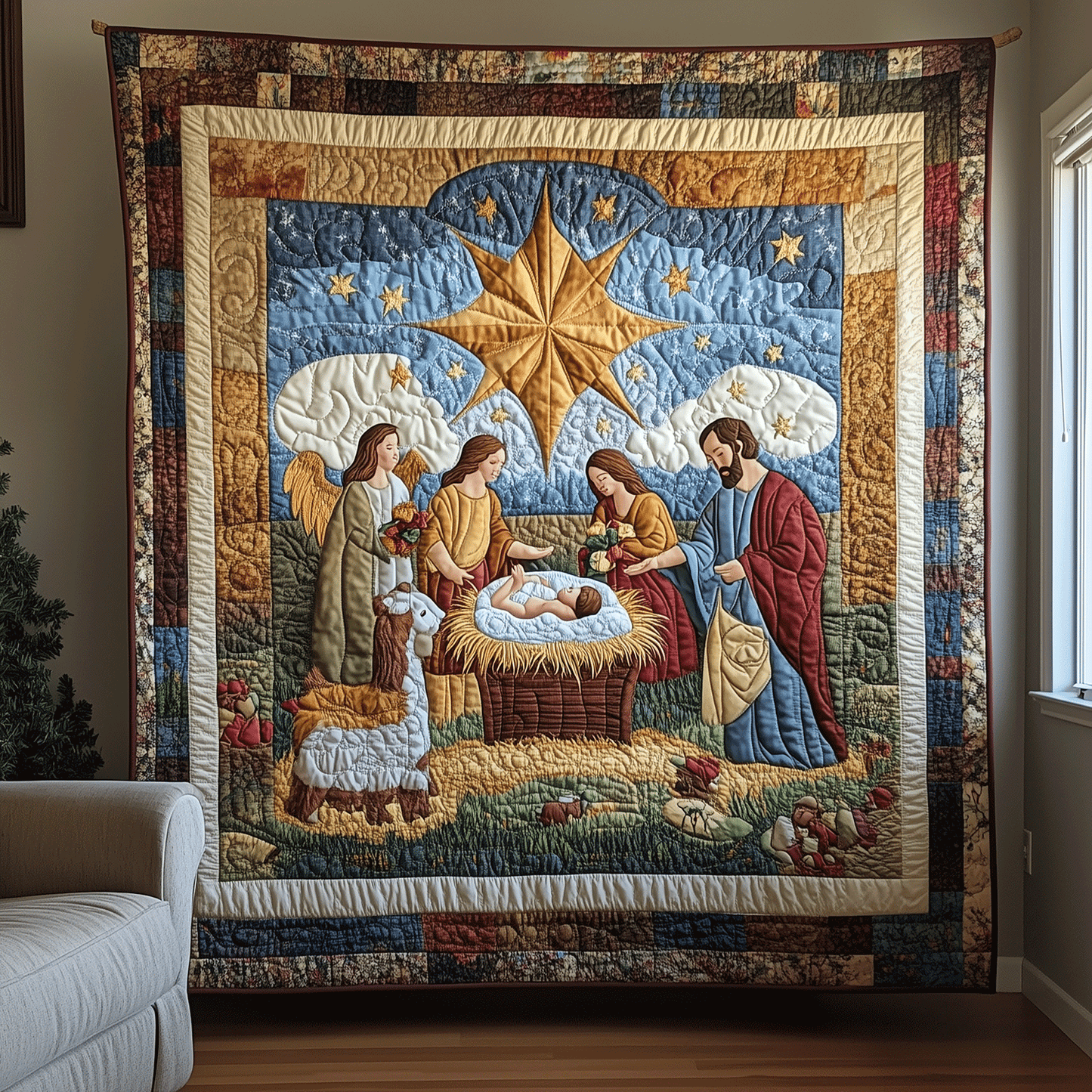 Sacred Scene Quilted Blanket - Throw (55" x 60")