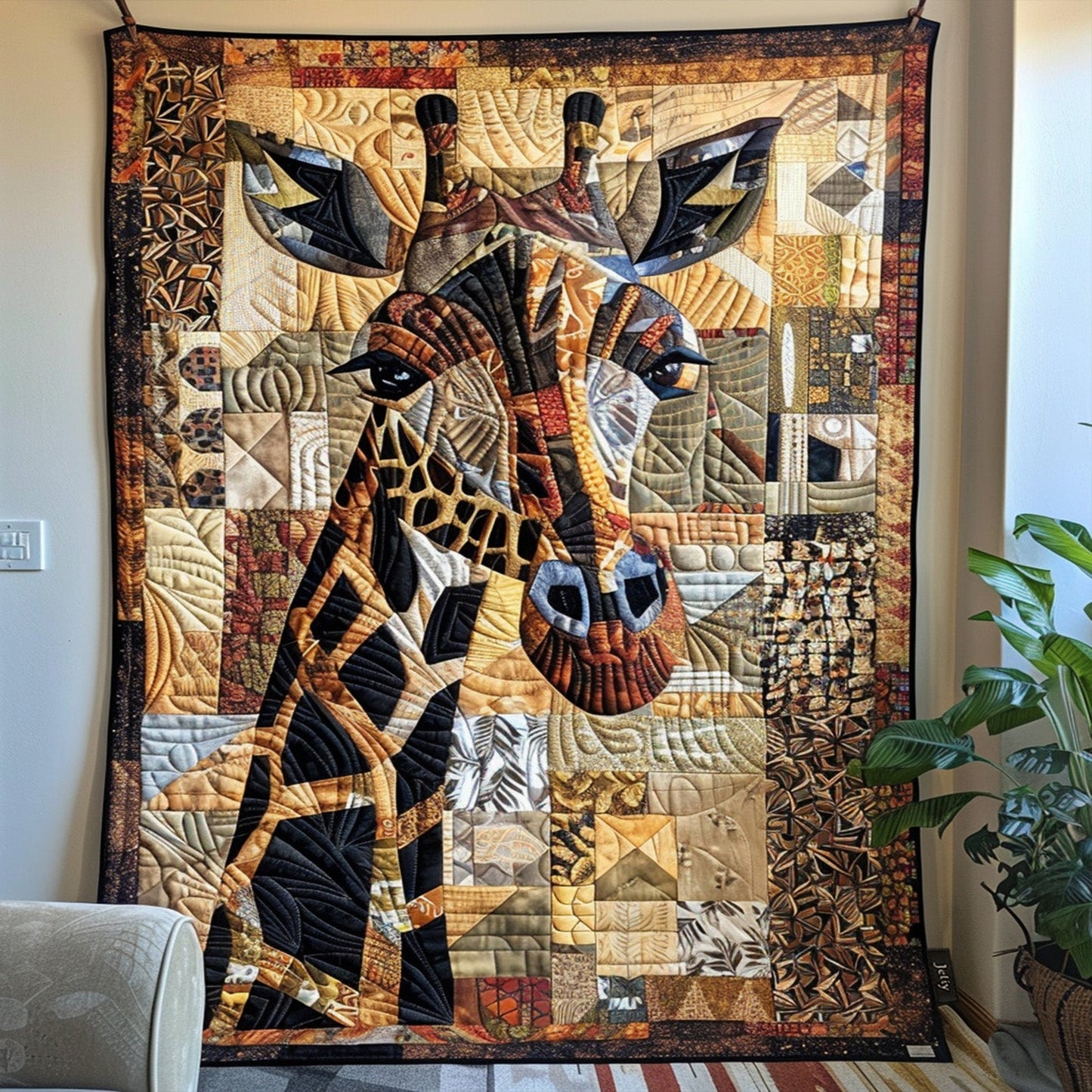 Safari Giraffe Quilted Blanket - Throw (55" x 60")