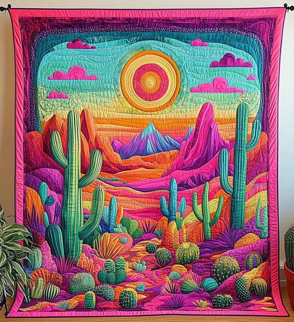 Saguaro Sunset Quilted Blanket - Throw (55" x 60")