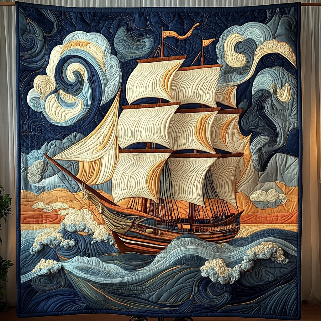 Sail Away Quilted Blanket - Throw (55" x 60")