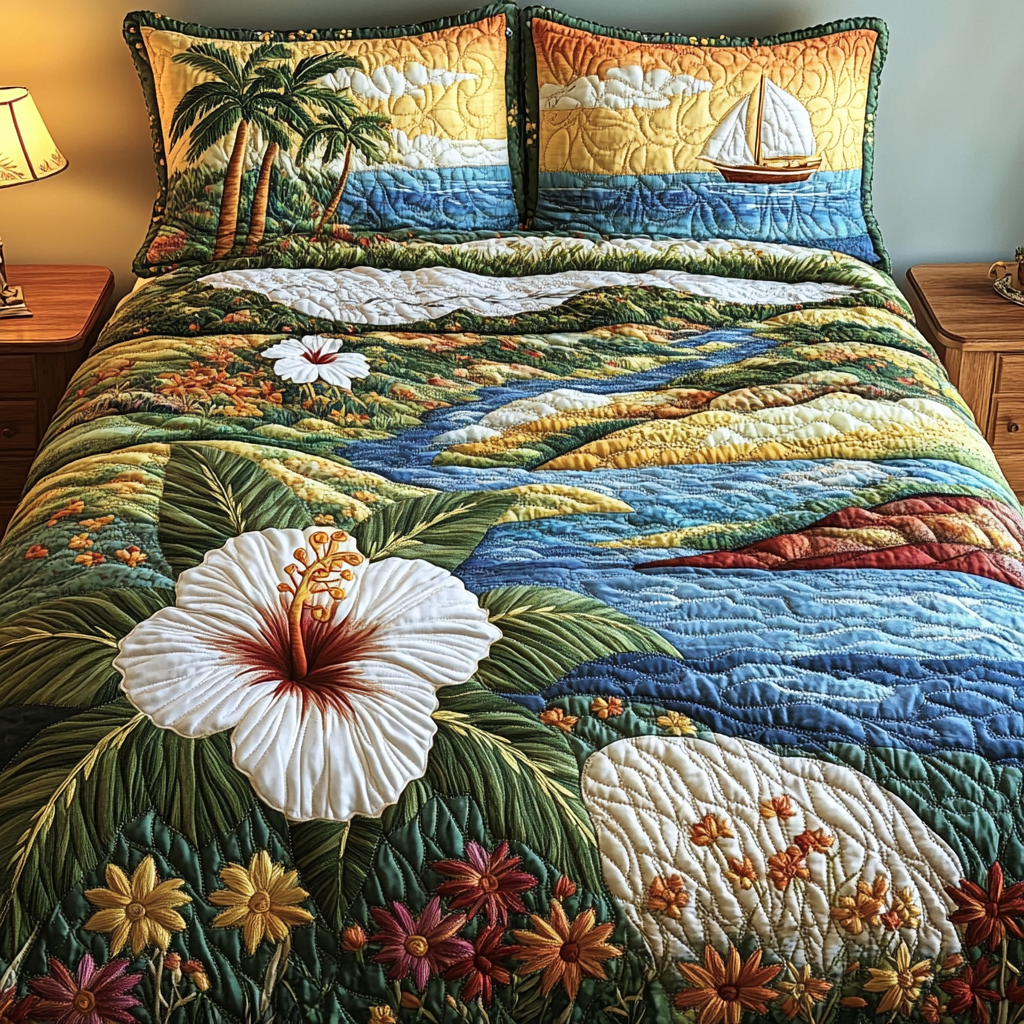 Saltwater Soul Quilted Bedding Set - Single (59" x 70")