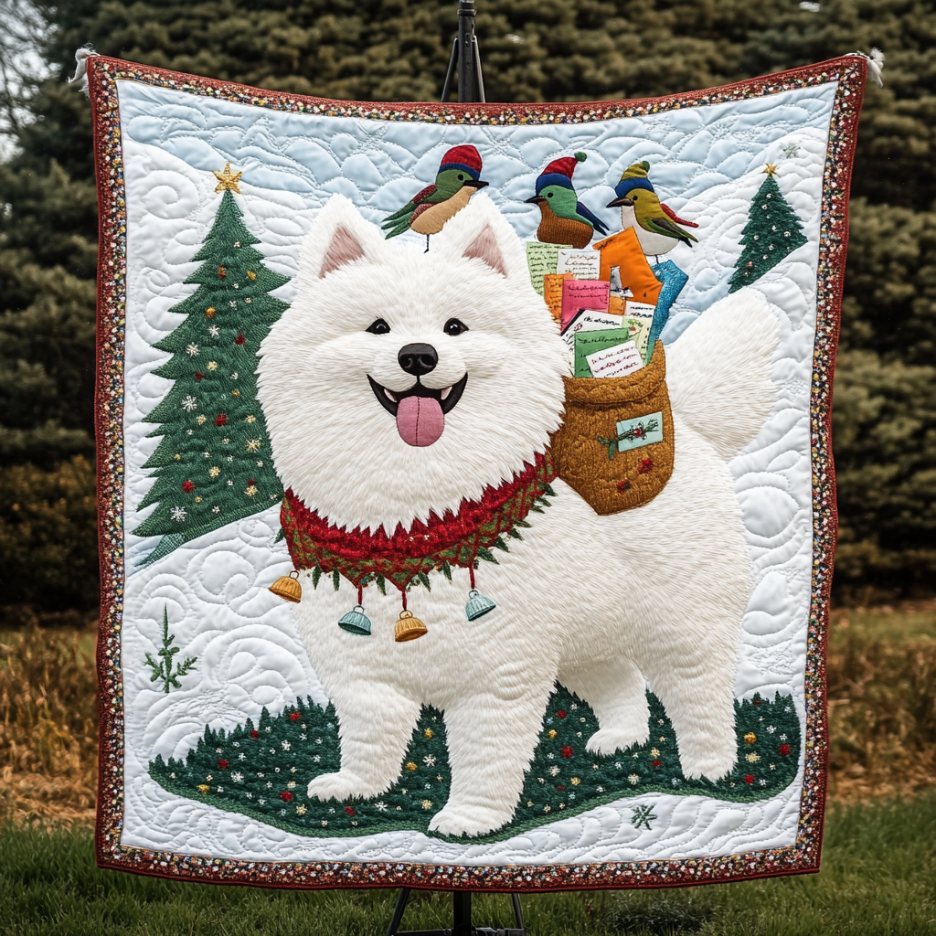 Samoyed Noel Night Quilted Blanket - Throw (55" x 60")