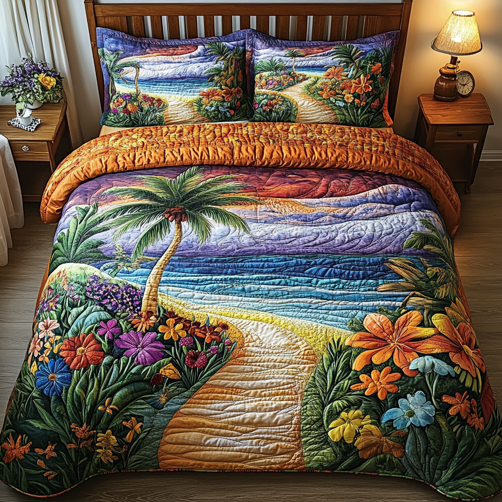 Sandy Toes Quilted Bedding Set - Single (59" x 70")