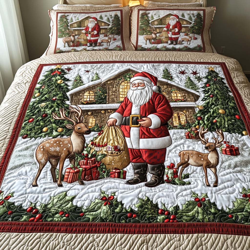 Santa Arrival 3-Piece Quilted Bedding Set - Single (59" x 70")