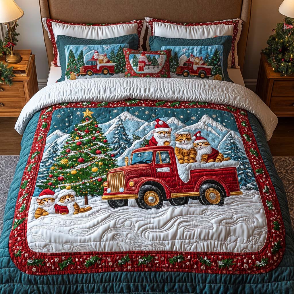 Santa Helpers 3-Piece Quilted Bedding Set - Single (59" x 70")