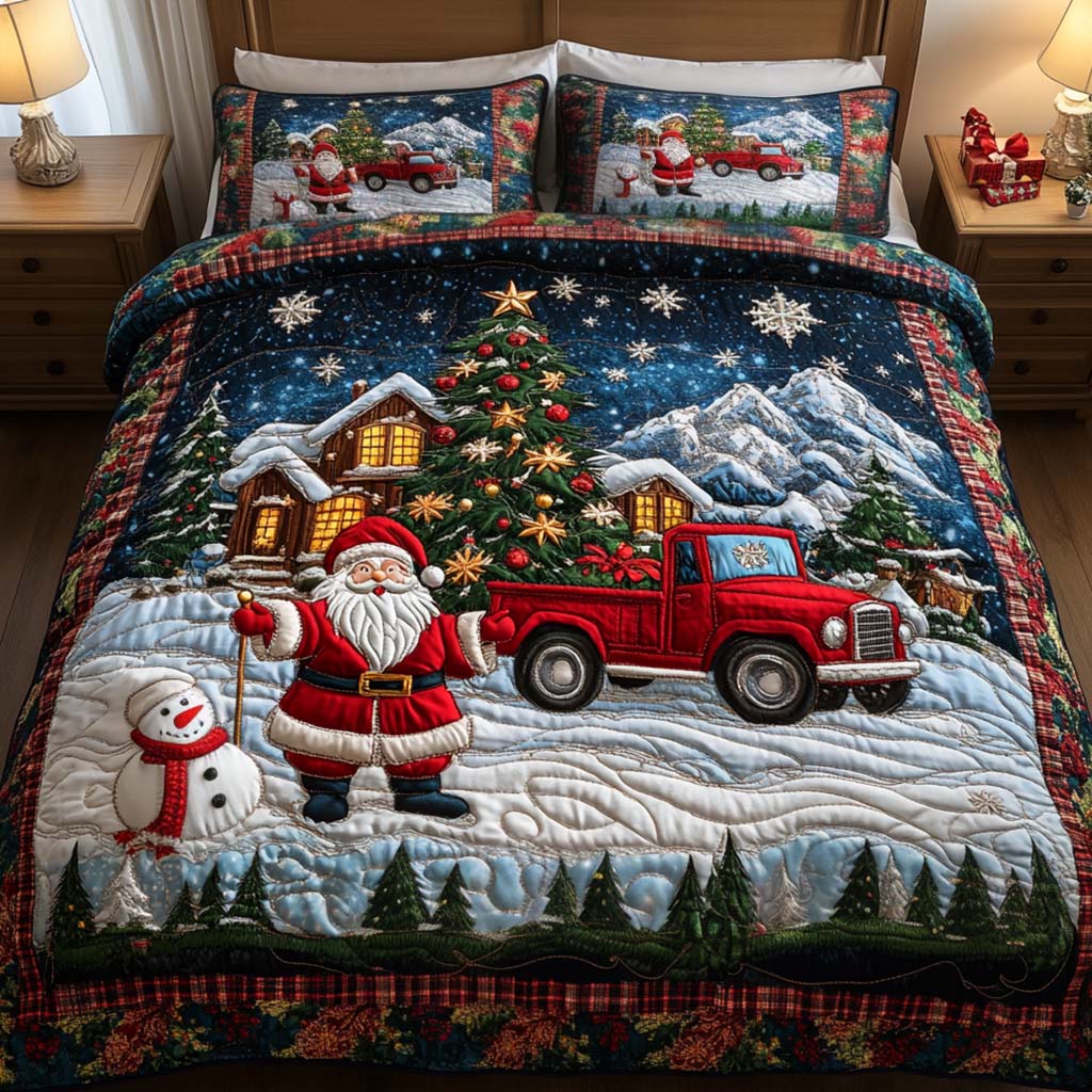 Santa Journey 3-Piece Quilted Bedding Set - Single (59" x 70")